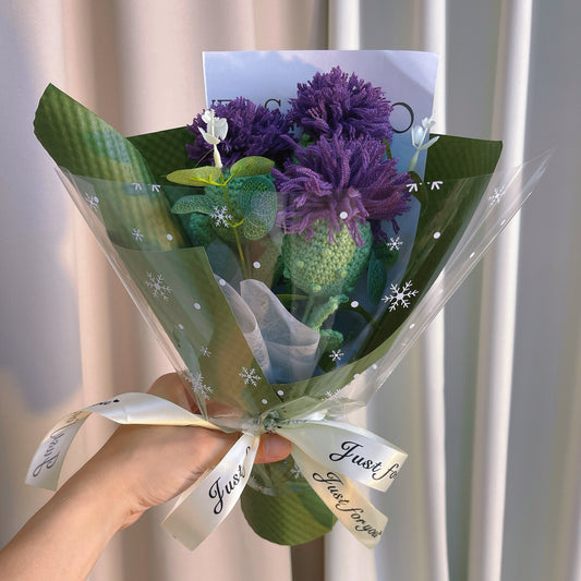 手作鉤織蘇格蘭薊花束 | 不過敏、永不凋謝的人造花禮 | 婚禮、週年紀念、生日送禮首選