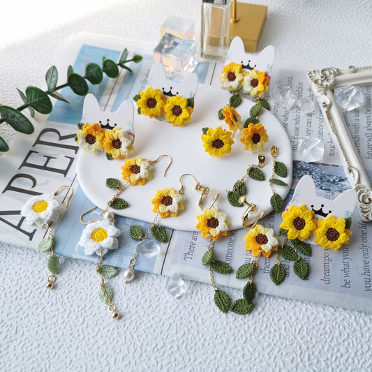 Ręcznie Robione Szydełkowe Kolczyki i Pierścionki Słoneczniki
Hipoalergiczna Biżuteria Kwiatowa z Koronkowych Nici w Stylu Boho Chic - Idealny Prezent dla Kobiet