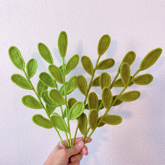 Collection de feuilles vertes au crochet - Feuille verte commune et piquet d’eucalyptus
