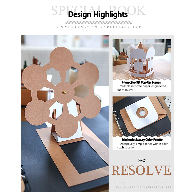 Handmade Interactive 3D Pop-Up Scenic Scrapbook Album - DIY Memory Book Kit with Gift Box, Photo Corners, Stickers & Craft Supplies - Christmas, Wedding, Anniversary, Birthday Keepsake