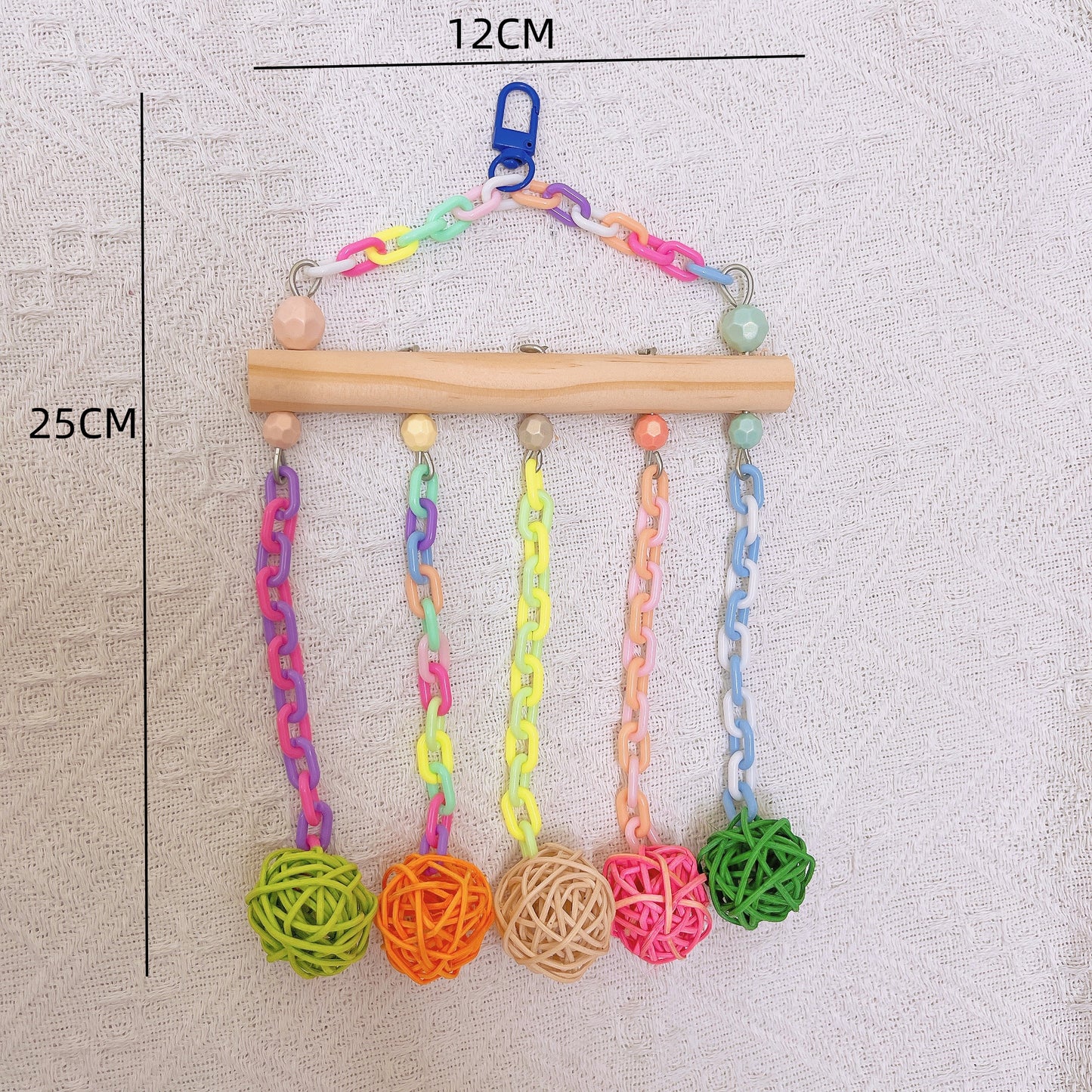 Handcrafted Parrot Chew Toys with Hanging Hook, Standing Rod, and Colorful Chains - Birdcage Decoration and Pet Bird Entertainment Parakeet/Budgie, Cockatiel, Finch, Lovebird, Monk Parakeet, Dove, Parrotlet, Sparrow