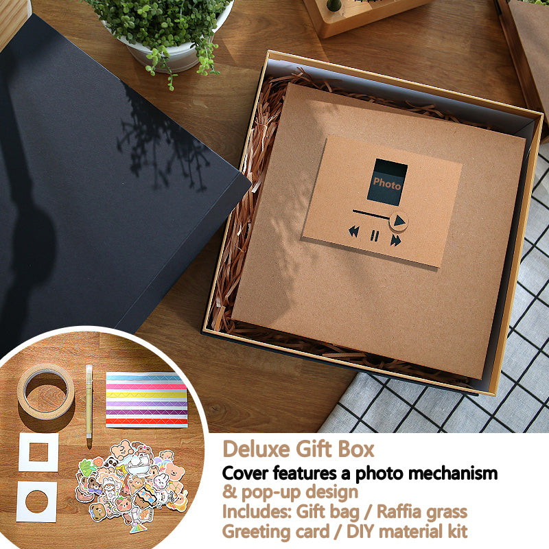 Handmade Interactive 3D Pop-Up Scenic Scrapbook Album - DIY Memory Book Kit with Gift Box, Photo Corners, Stickers & Craft Supplies - Christmas, Wedding, Anniversary, Birthday Keepsake