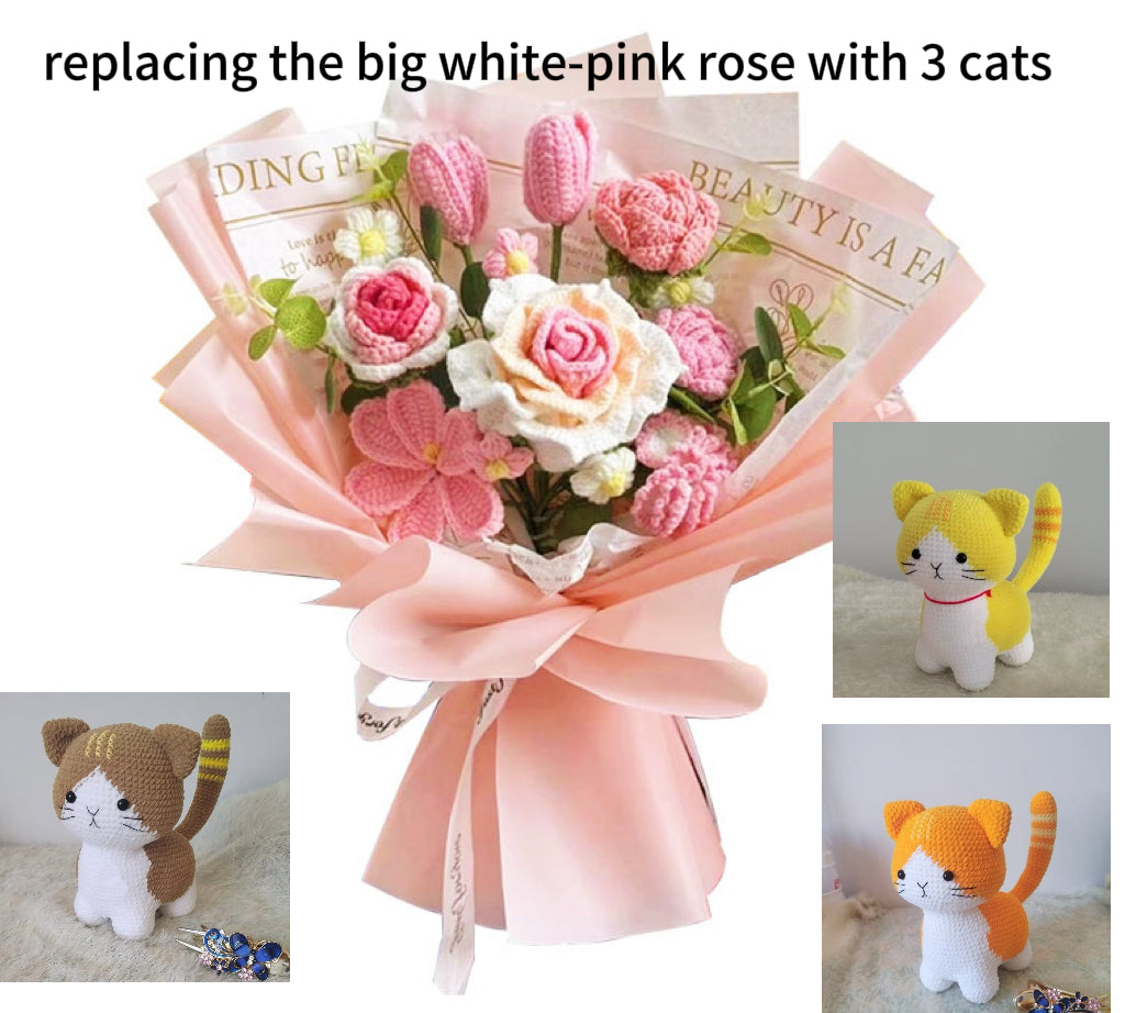 bouquet with 3 cats
