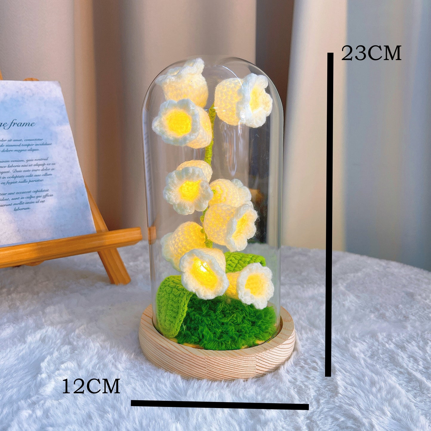 瑩潤鈴蘭:手工鉤織吊燈配玻璃燈罩