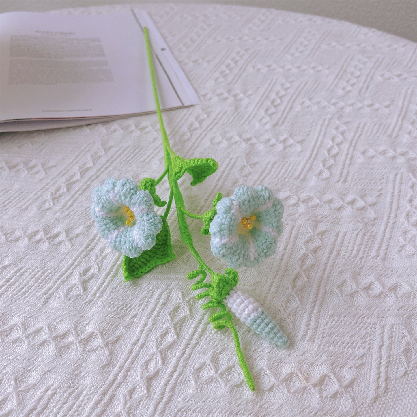 Meaningful Bloom Bouquet - Allergy-Friendly Handmade Crochet Gift Rose Birthdays, Anniversaries, and Special Occasions, Morning Glory, Ferns, Sunflower, Carnation