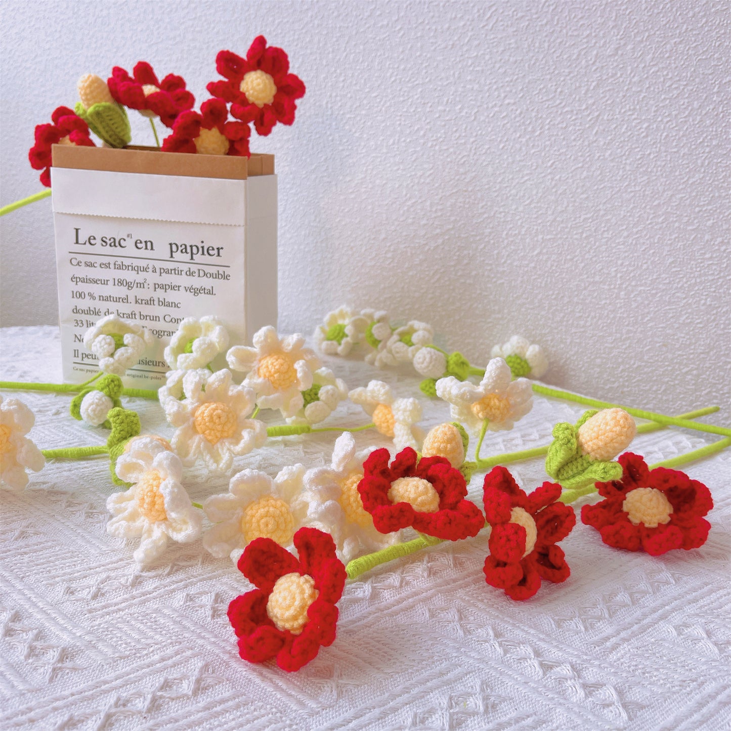 11月出生月菊花花束-手工鉤編單莖媽媽生日插花驚喜慶典