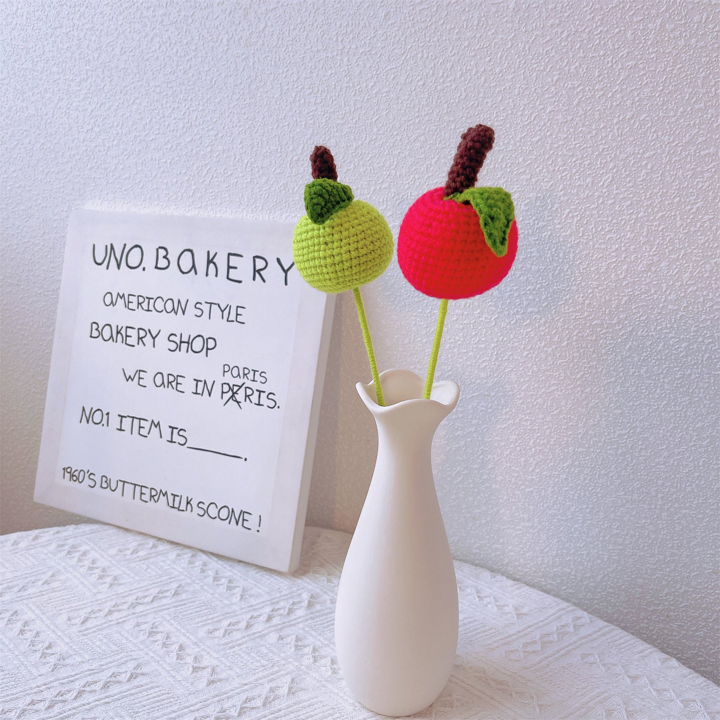 Fresh Harvest: Handcrafted Crochet Apple Stake for a Whimsical Garden Decor