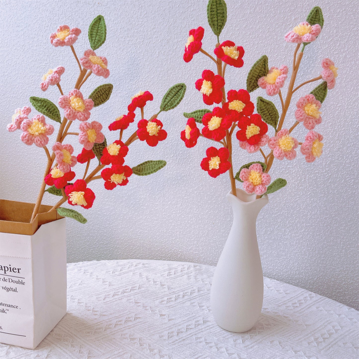Peach Perfection: Handcrafted Crochet Peach Blossom Stake for a Beautiful Garden Decor and Meaningful Gift