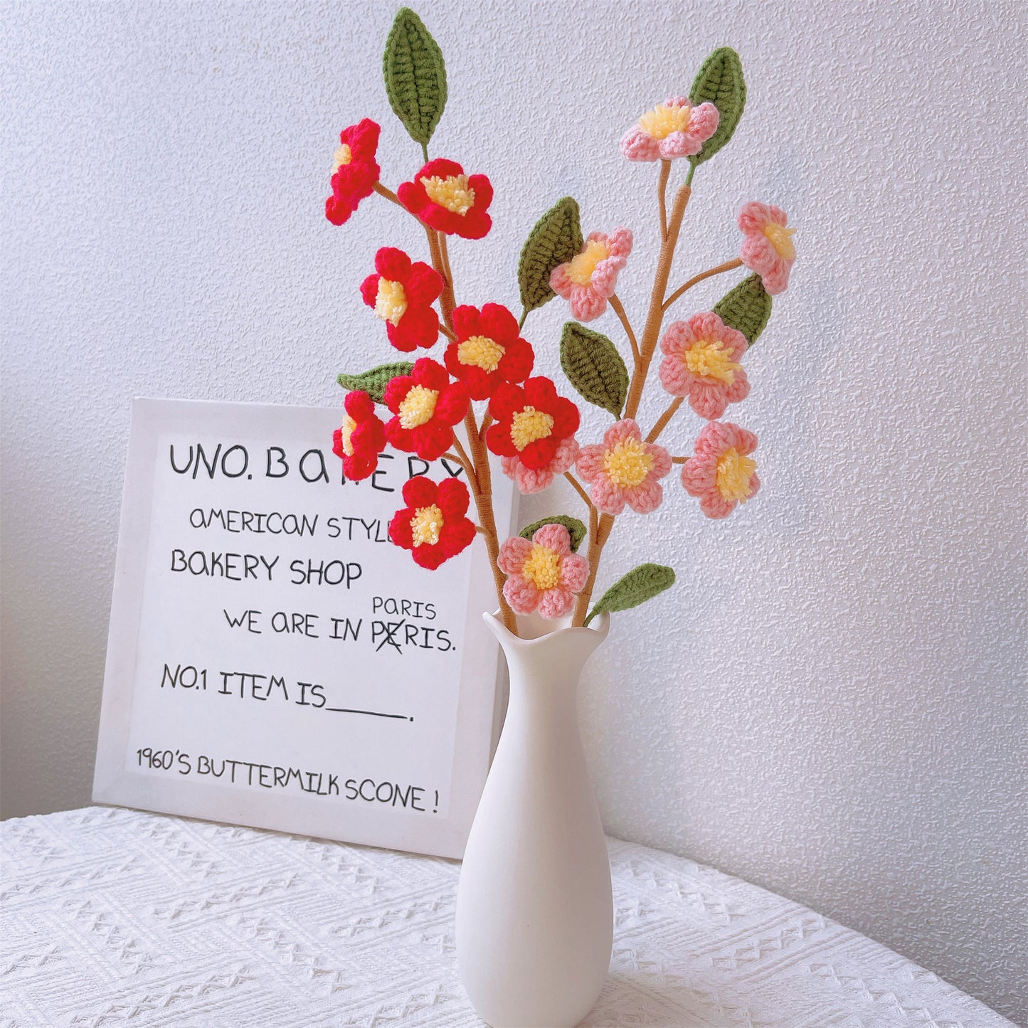 Peach Perfection: Handcrafted Crochet Peach Blossom Stake for a Beautiful Garden Decor and Meaningful Gift