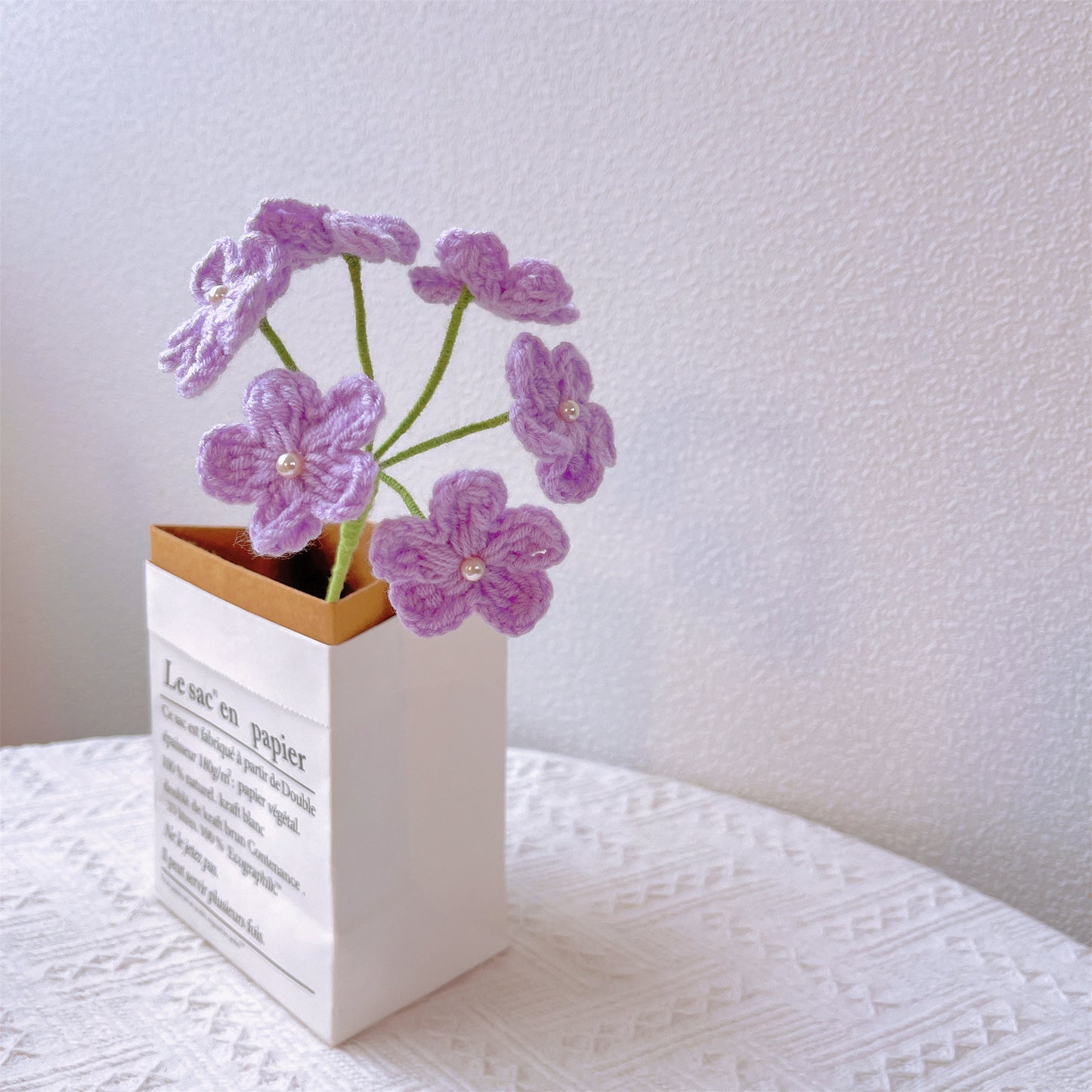 優雅紫鉤針花束 - 玫瑰・百合・尤加利・鬱金香・勿忘我混搭花禮