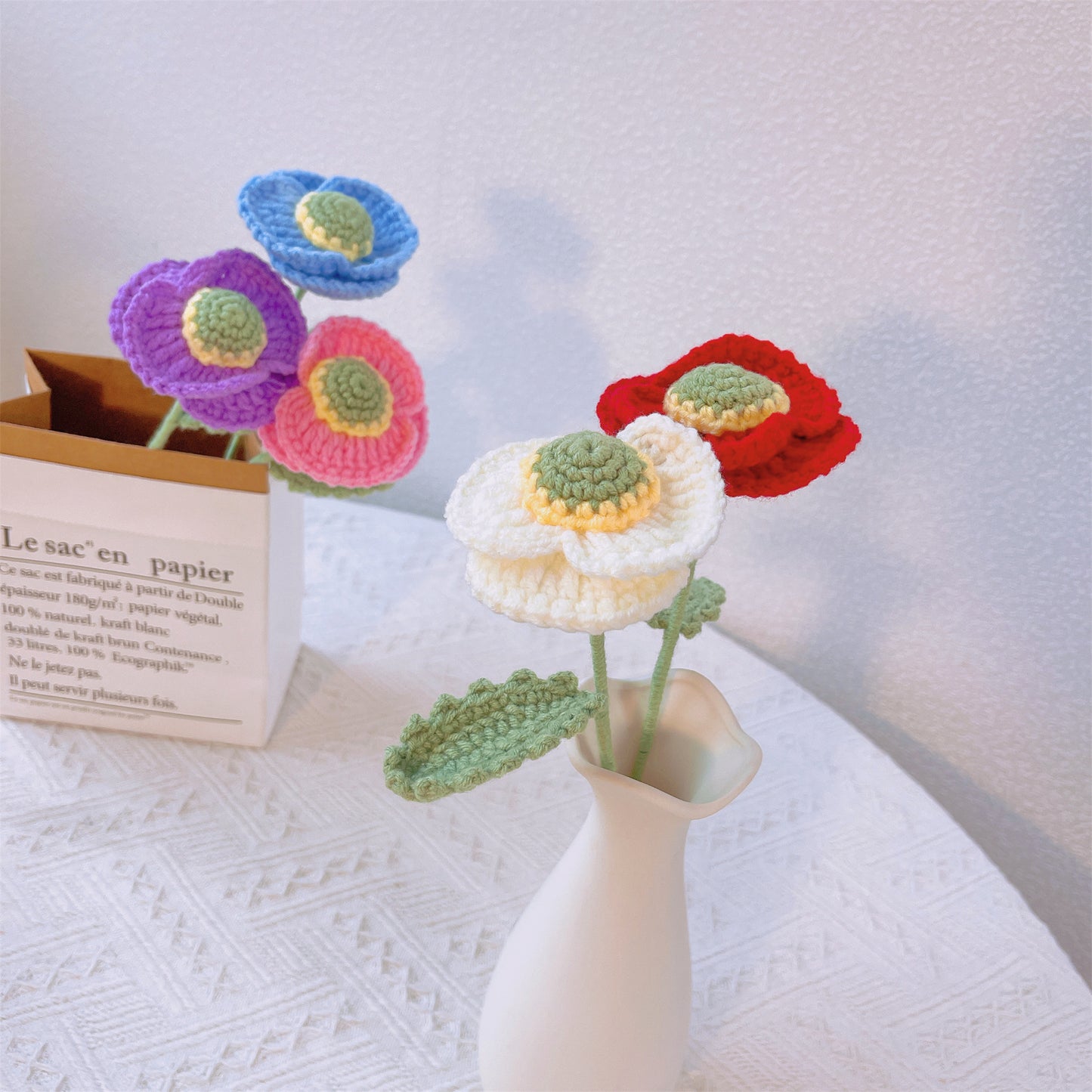 Poppy Passion: Handcrafted Crochet Coquelicot Stake for a Bold Garden Decor