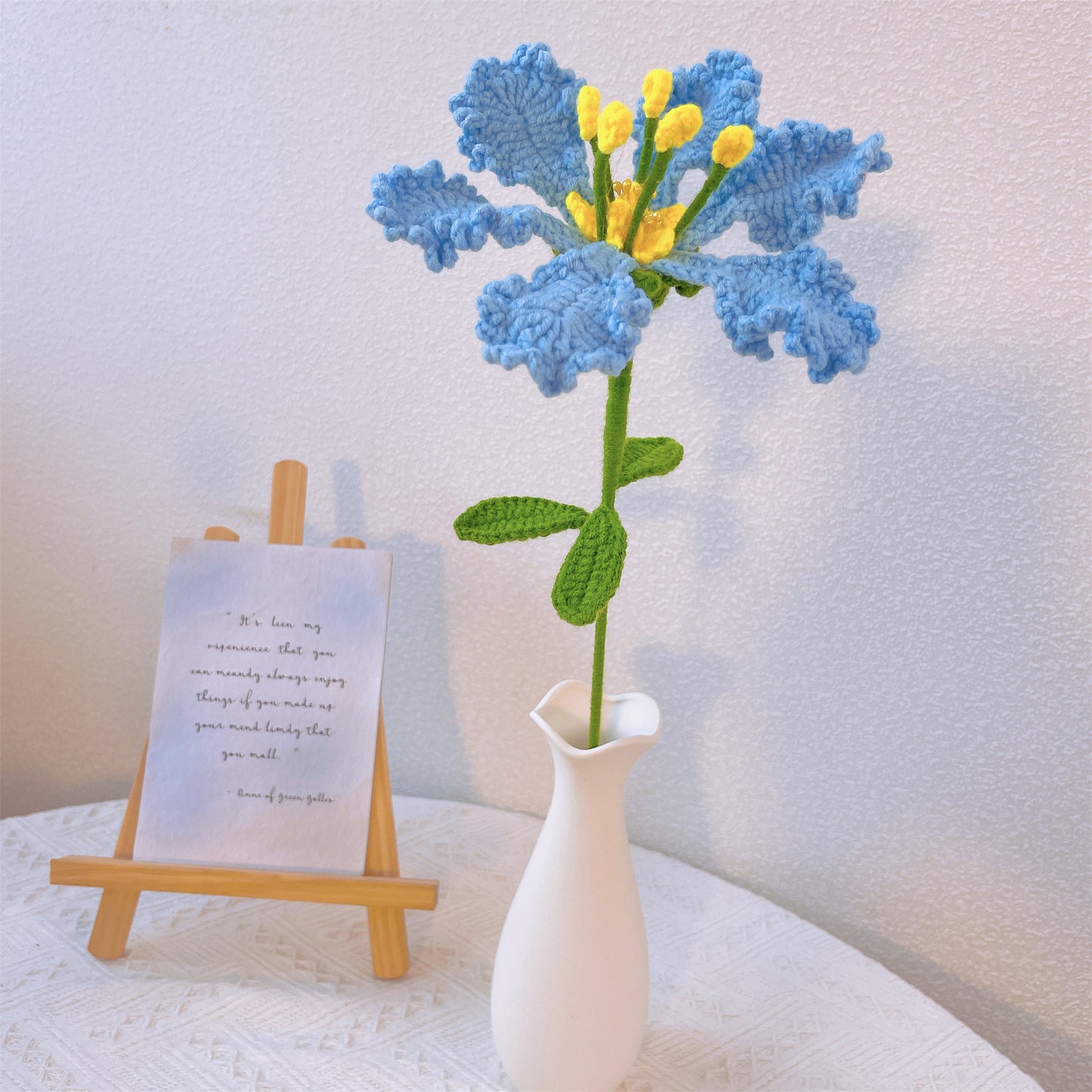 Harmony's Tapestry: Handcrafted Crocheted Bouquet - Roses, Tulips, Alstroemeria, Forget-Me-Nots, Lilies of the Valley, Chinese Pagoda Tree, Cosmos & Calla Lilies