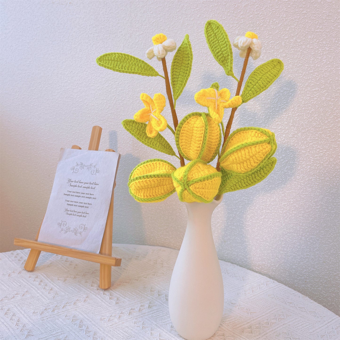 Shining Starburst: Handcrafted Crochet Star Fruit Stake for a Playful Garden Decor