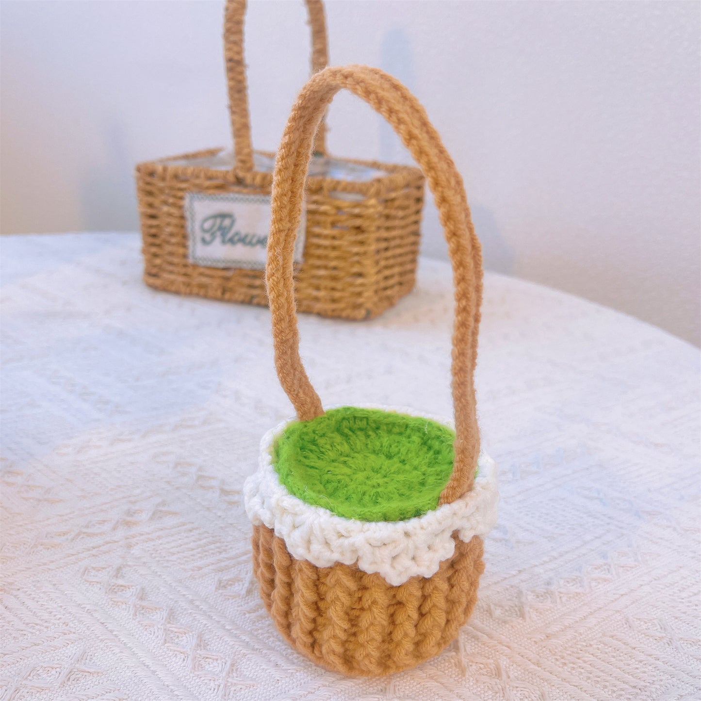 波希米亞風鉤針編織向日葵花籃 - 手工製作家居裝飾