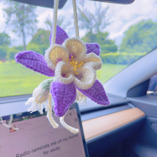 科羅拉多藍鈴蘭(Colorado Blue Columbine)鉤針編織懸掛飾品