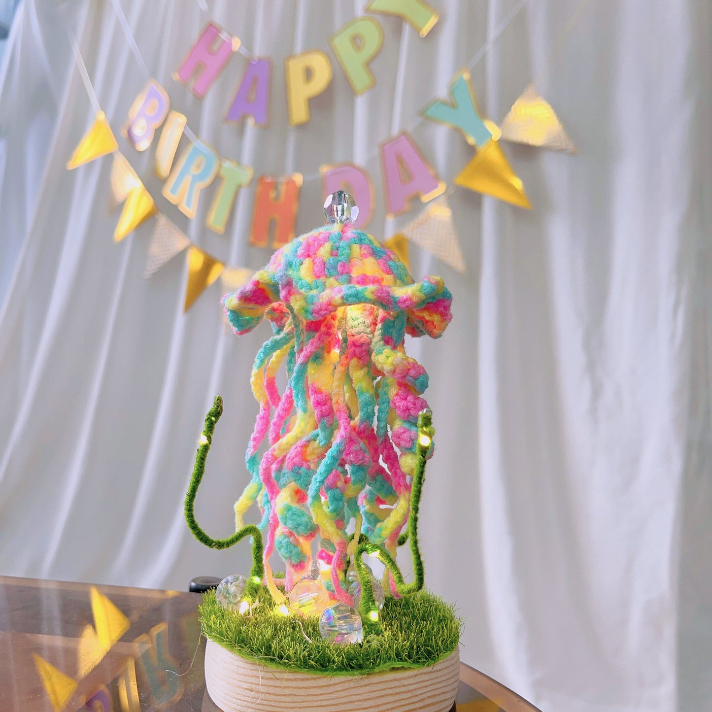 手工編織水母電池燈