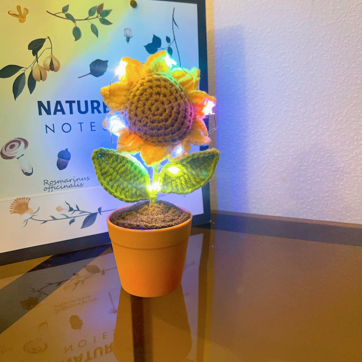 手工鉤針向日葵盆栽 - 擬真仿真花 - 獨特居家裝飾 - 植物愛好者完美禮物 - 匠心手作工藝