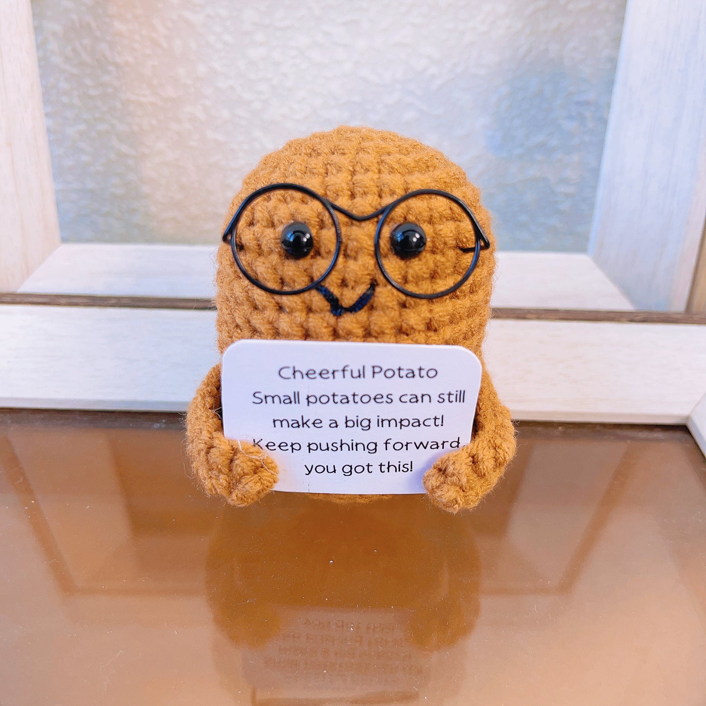 手鉤針織療癒馬鈴薯盆栽|多肉仙人掌腳踏車造型 - 獨特居家擺飾・生日禮物・辦公桌療癒小物