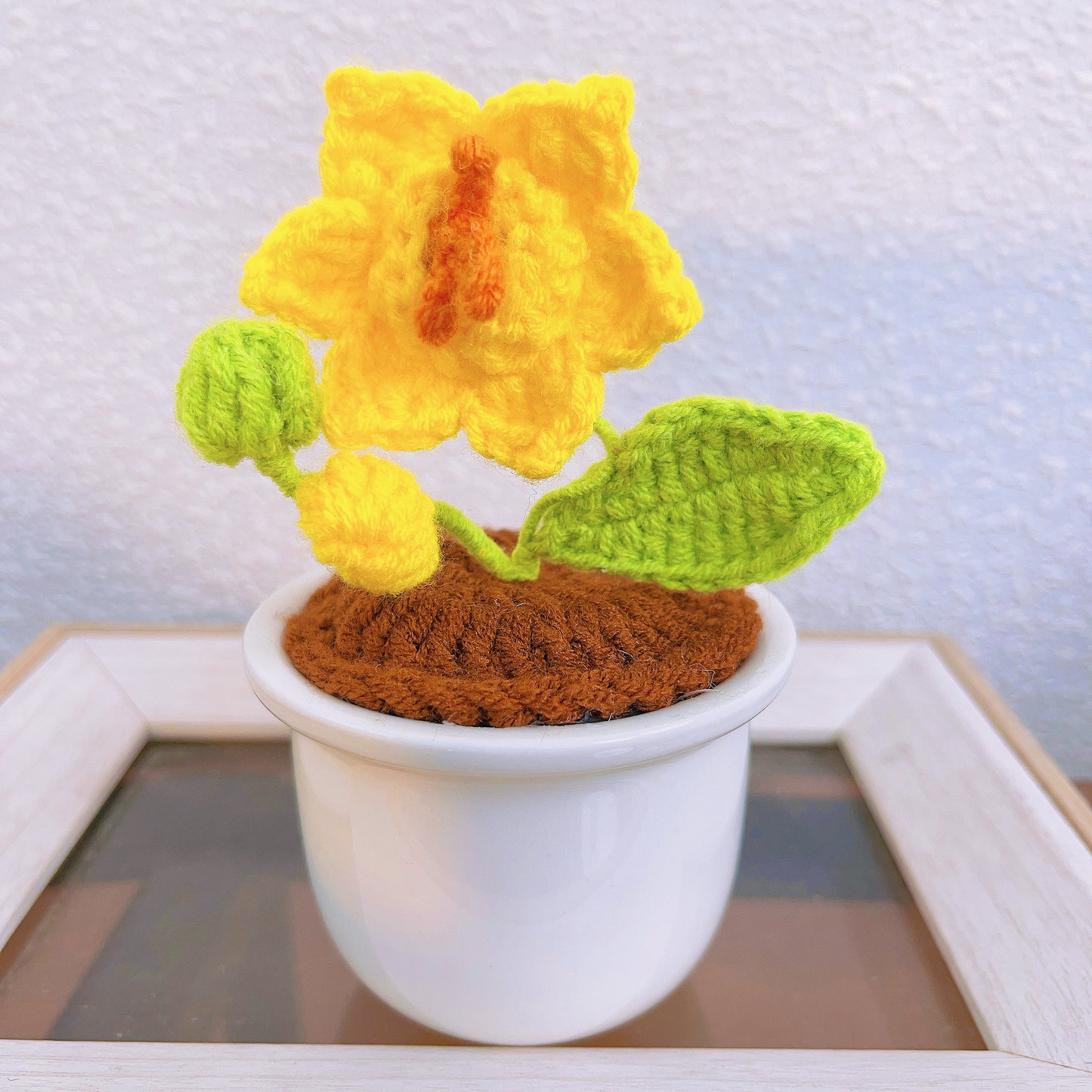 Hand-Crafted Crochet Flower Pot Set with Ferris Wheel, Ceramic Pot, Sunflower, Lavender, Radish, Roman Chamomile, Home Decoration, Deskspace Decor