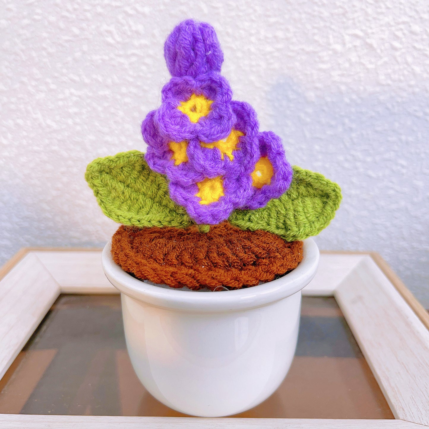 Hand-Crafted Crochet Flower Pot Set with Ferris Wheel, Ceramic Pot, Sunflower, Lavender, Radish, Roman Chamomile, Home Decoration, Deskspace Decor