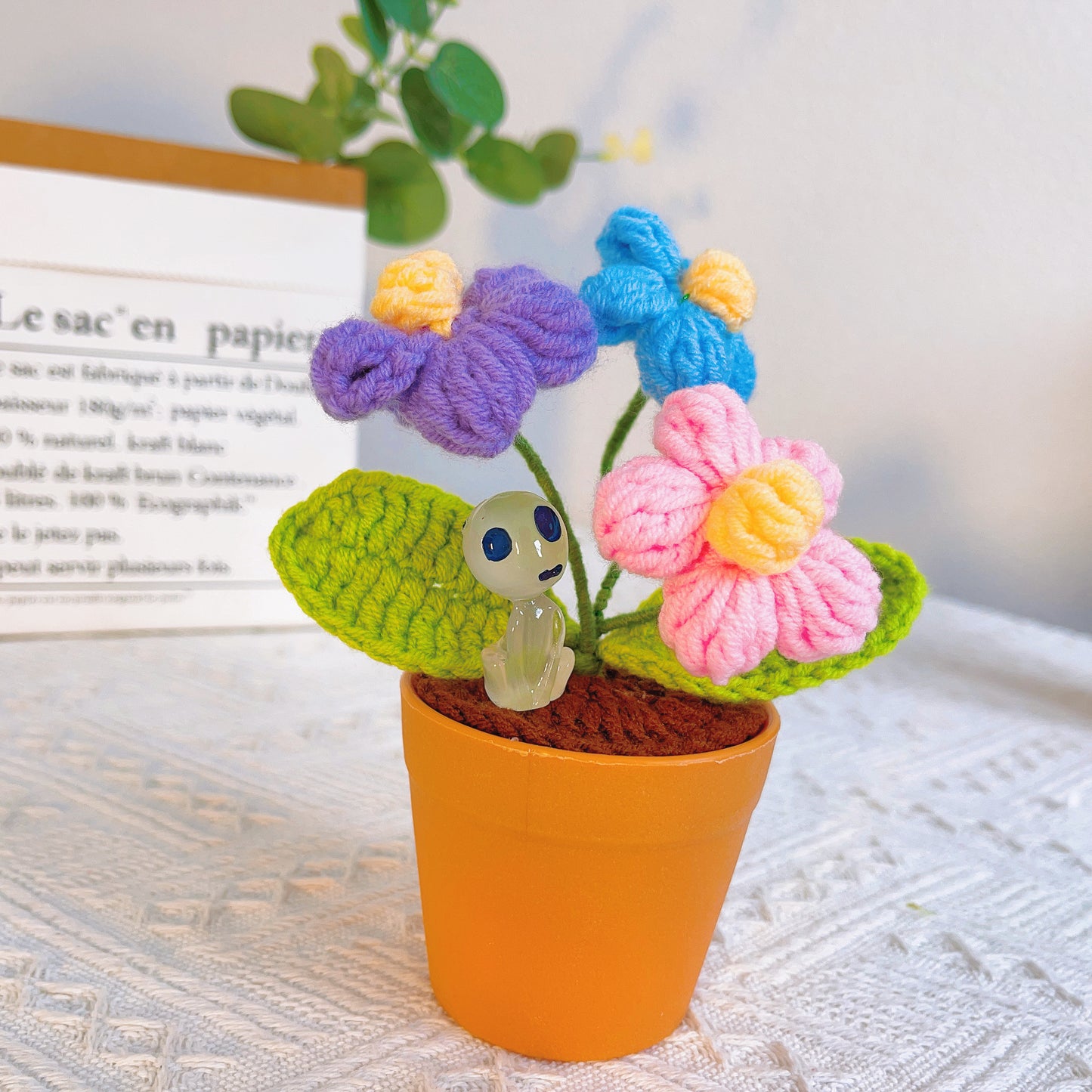 手工絎鉤泡芙盆栽植物 - 逼真仿真糕點 - 獨特家居裝飾 - 美食愛好者之選 - 手工精製 - 廁所裝飾藝術 - 絕佳婚禮禮物