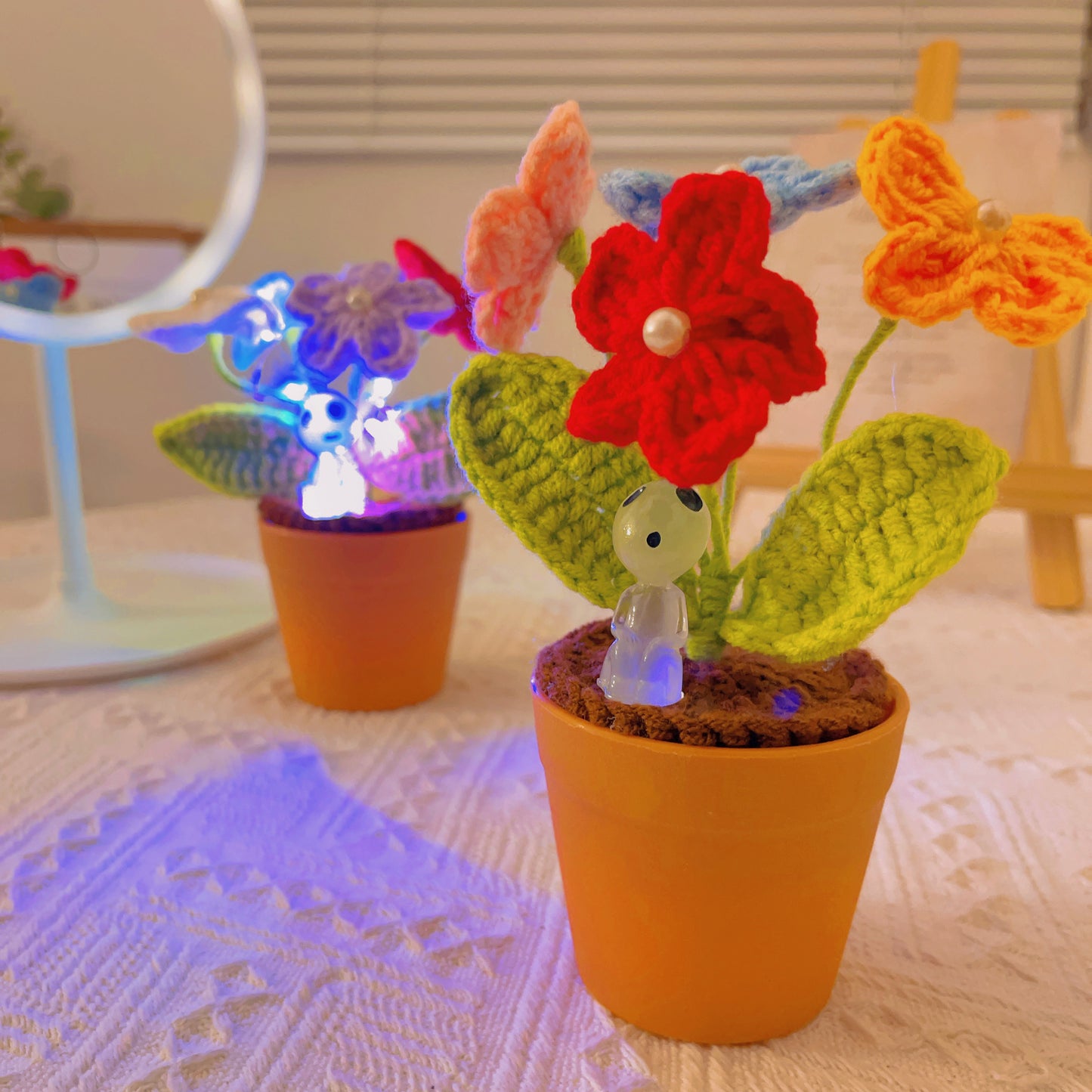 Handmade Crochet Forget-Me-Not Plant - Realistic Faux Flower - Unique Home Decor - Plant Lovers - Handcrafted - Unique Wedding Gift