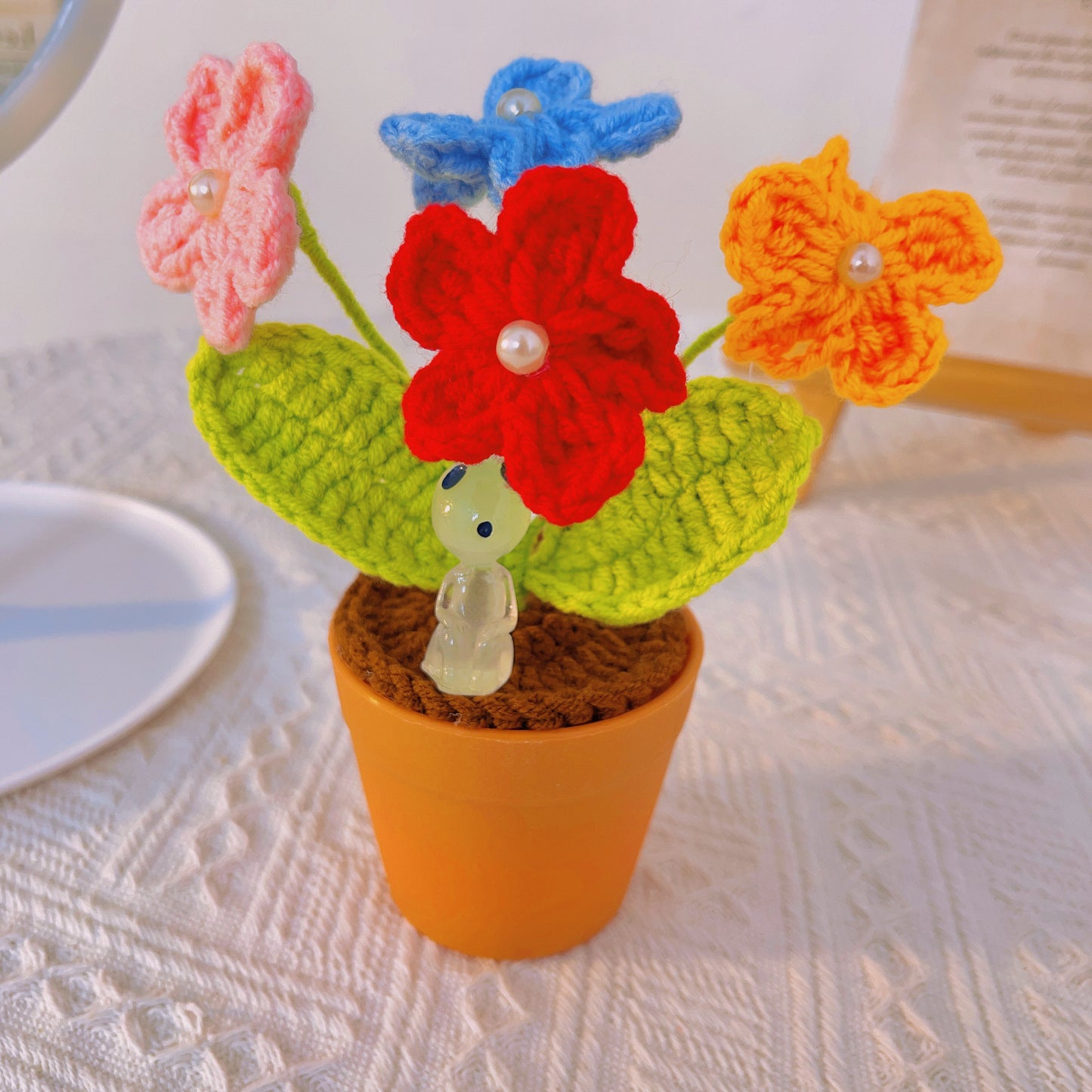 Handmade Crochet Forget-Me-Not Plant - Realistic Faux Flower - Unique Home Decor - Plant Lovers - Handcrafted - Unique Wedding Gift