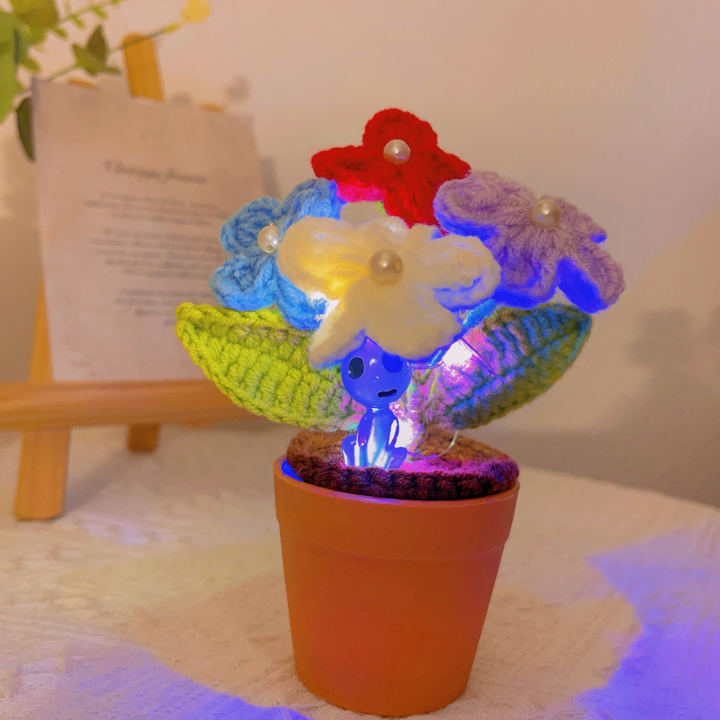 Handmade Crochet Forget-Me-Not Plant - Realistic Faux Flower - Unique Home Decor - Plant Lovers - Handcrafted - Unique Wedding Gift
