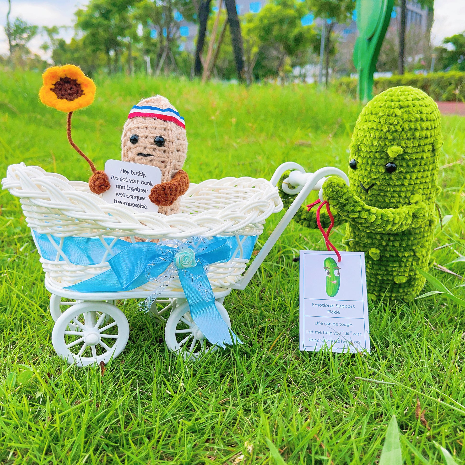 Pickle and Peanut Positive Support Friendship Crochet Set, Bromance, Baby Stroller, I Got You, Cowoker