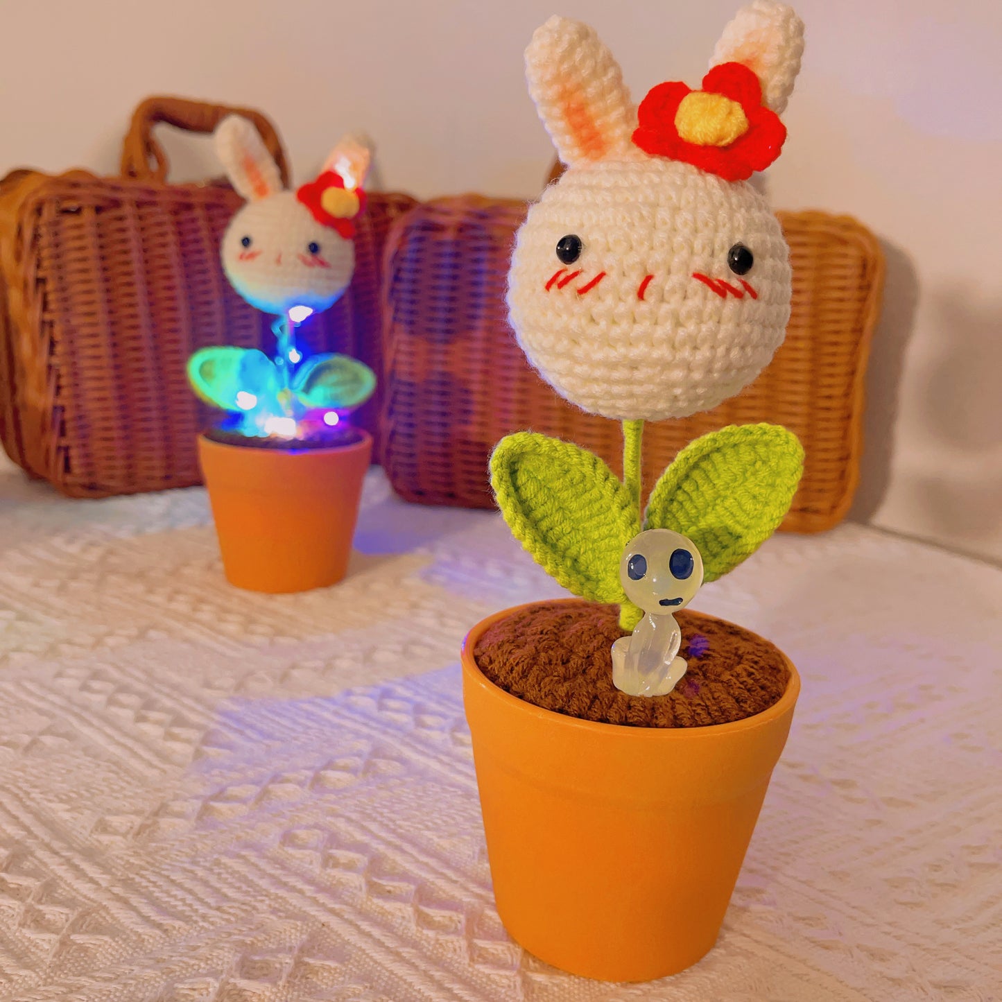 手工小兔子花盆 - 復活節可愛動物造型盆栽 - 迷人家居裝飾 - 送孩子和動物愛好者的完美禮物 - 手工精製