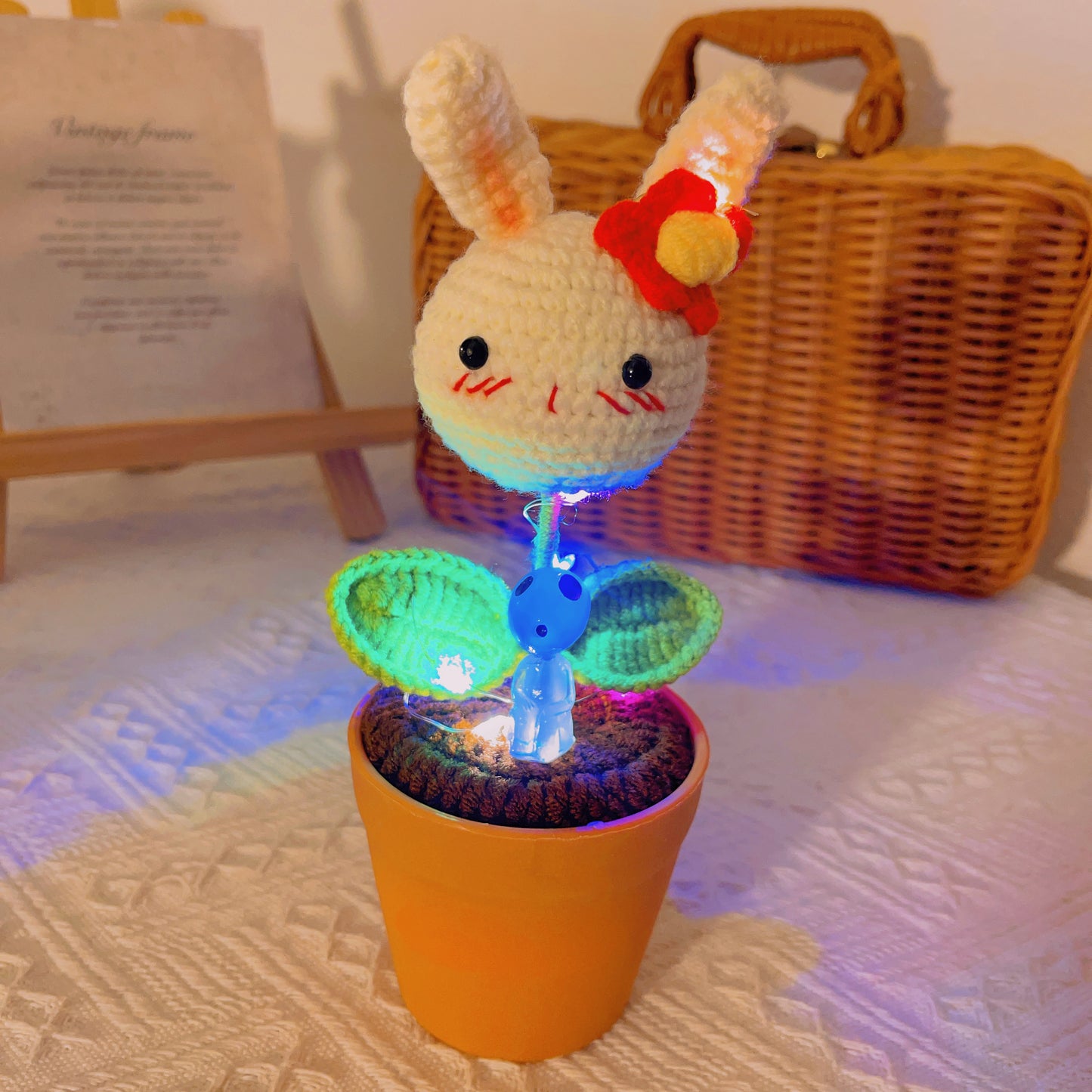 手工小兔子花盆 - 復活節可愛動物造型盆栽 - 迷人家居裝飾 - 送孩子和動物愛好者的完美禮物 - 手工精製