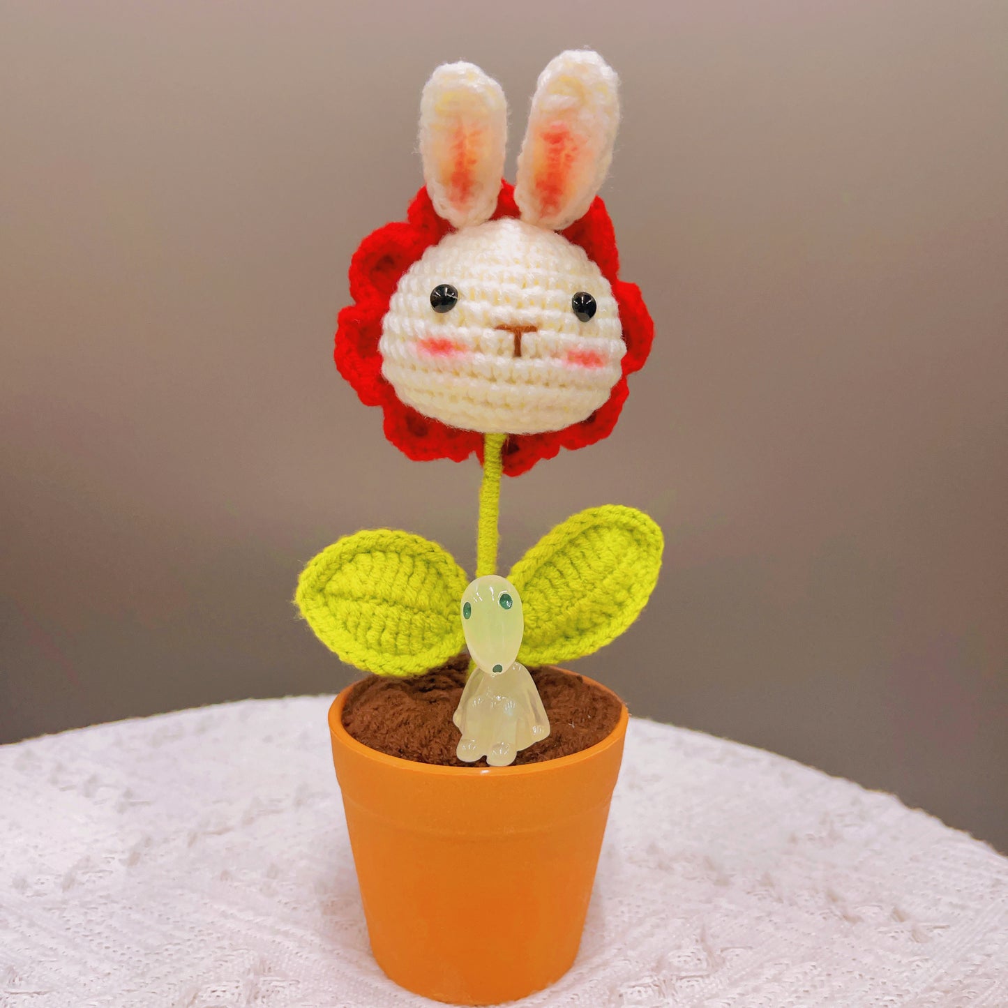 Handmade Crochet Bunny Head Plant - Cute Animal Planter - Adorable Home Decor - Perfect Gift for Kids and Animal Lovers - Handcrafted