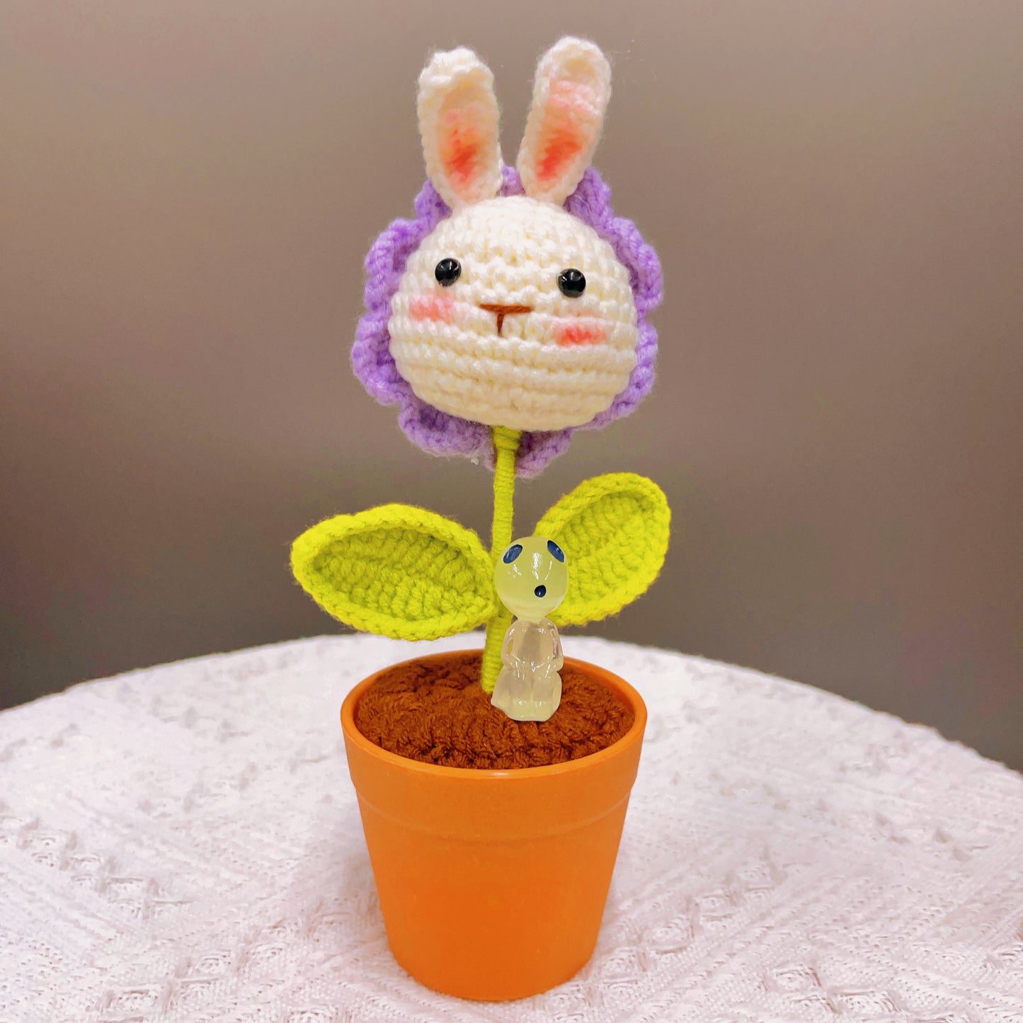 Handmade Crochet Bunny Head Plant - Cute Animal Planter - Adorable Home Decor - Perfect Gift for Kids and Animal Lovers - Handcrafted