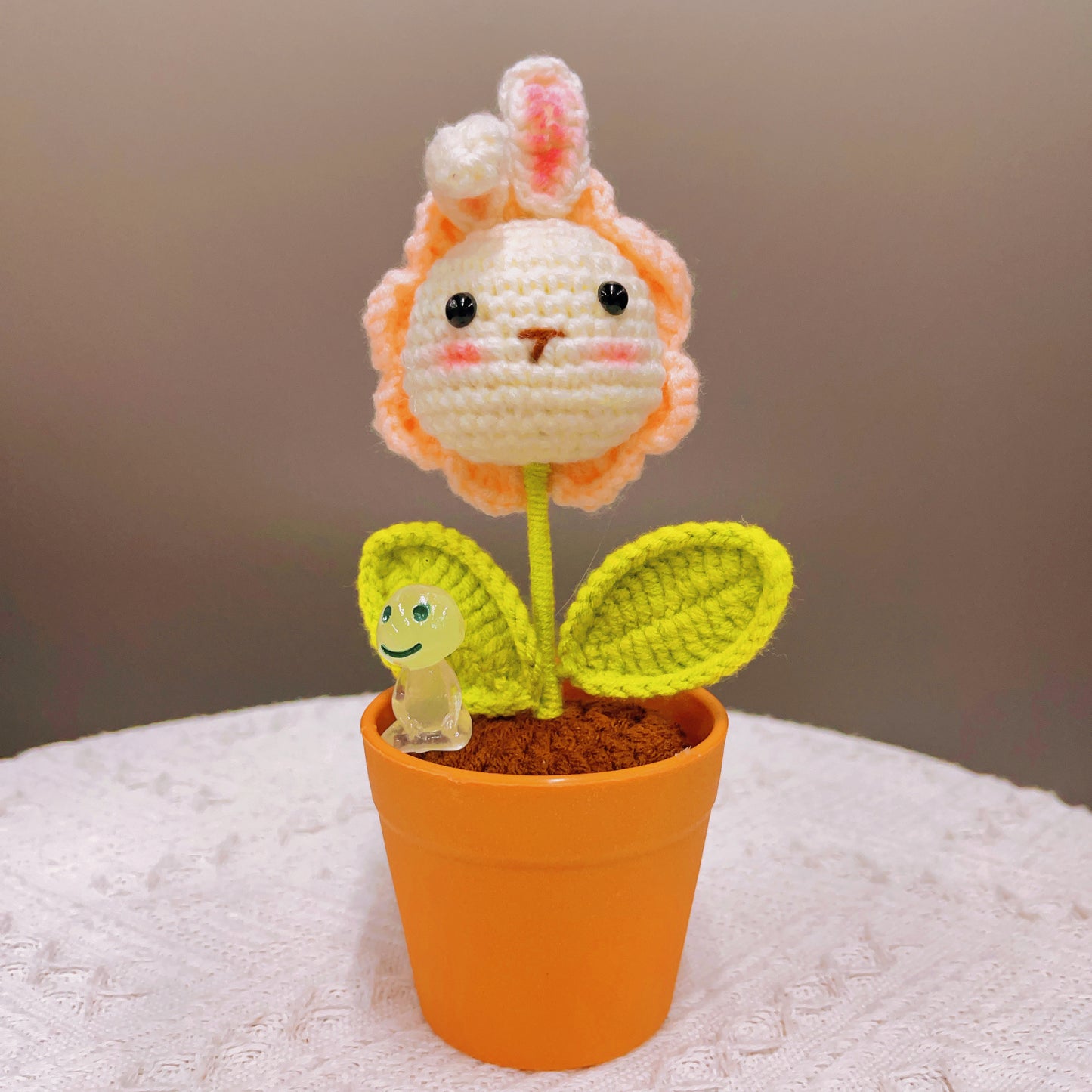 Handmade Crochet Bunny Head Plant - Cute Animal Planter - Adorable Home Decor - Perfect Gift for Kids and Animal Lovers - Handcrafted