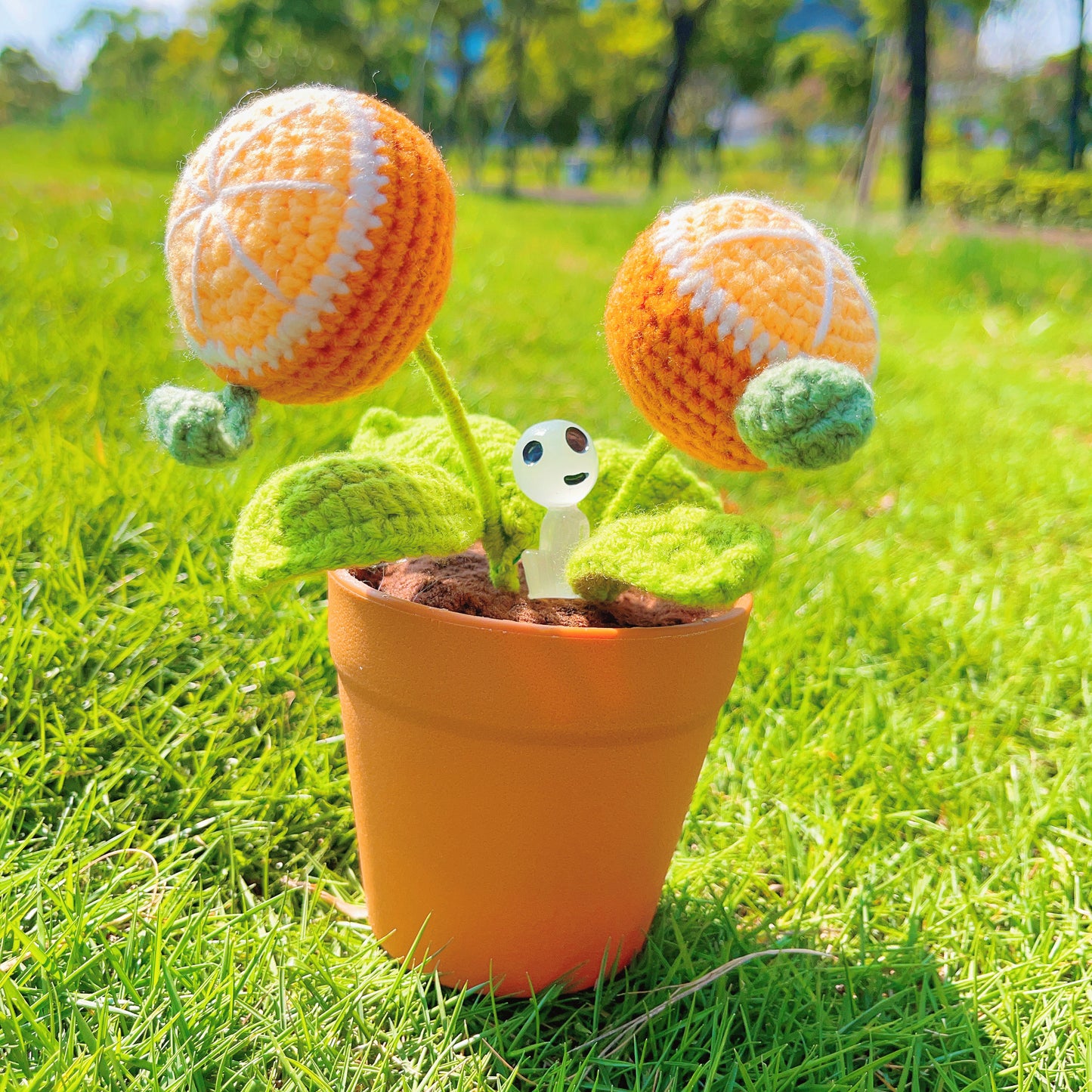 手工製作柑橘造型鉤針編織盆栽 - 可愛家居裝飾 - 逼真仿真植物 - 送植物愛好者的完美禮物 - 手工精製