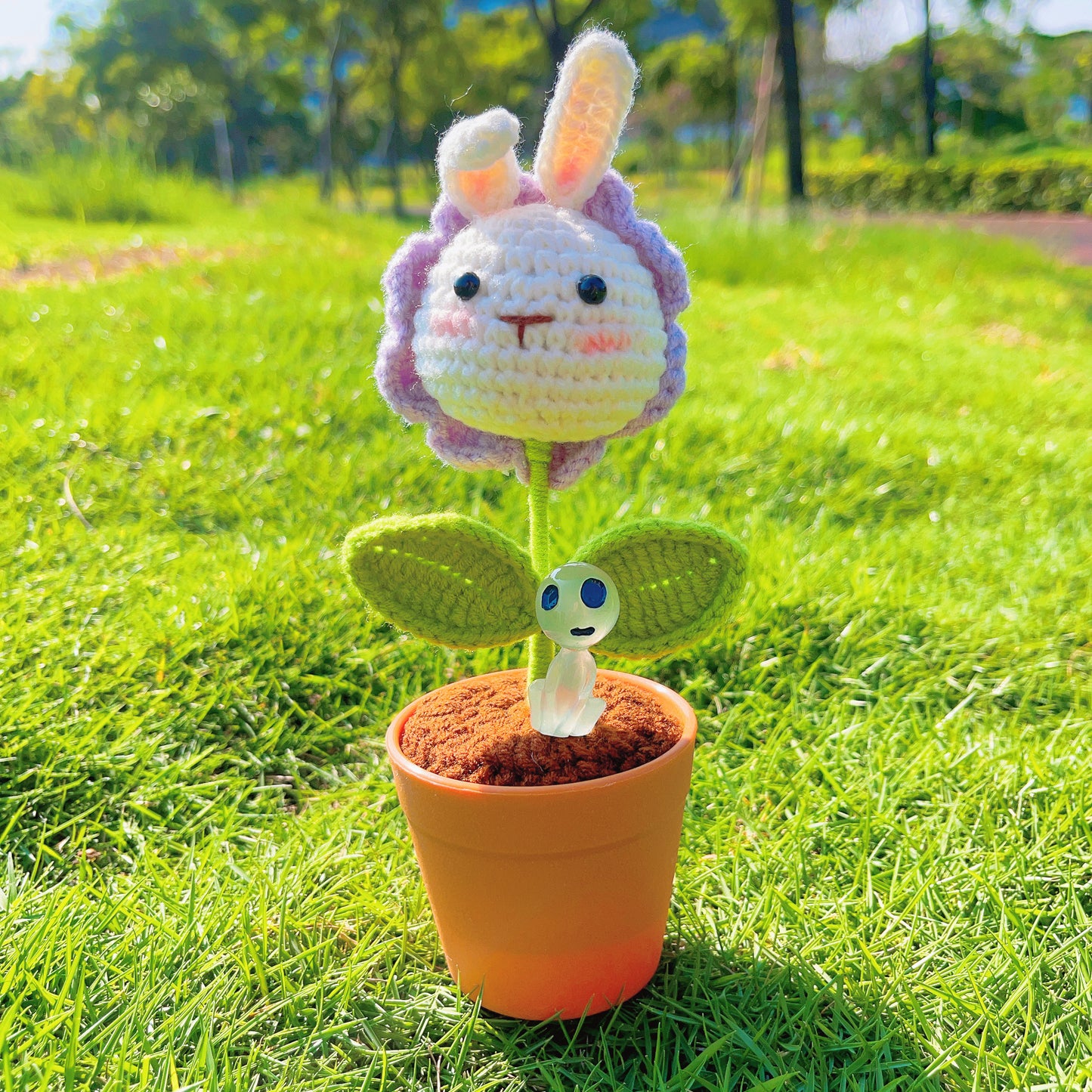 Handmade Crochet Bunny Head Plant - Cute Animal Planter - Adorable Home Decor - Perfect Gift for Kids and Animal Lovers - Handcrafted