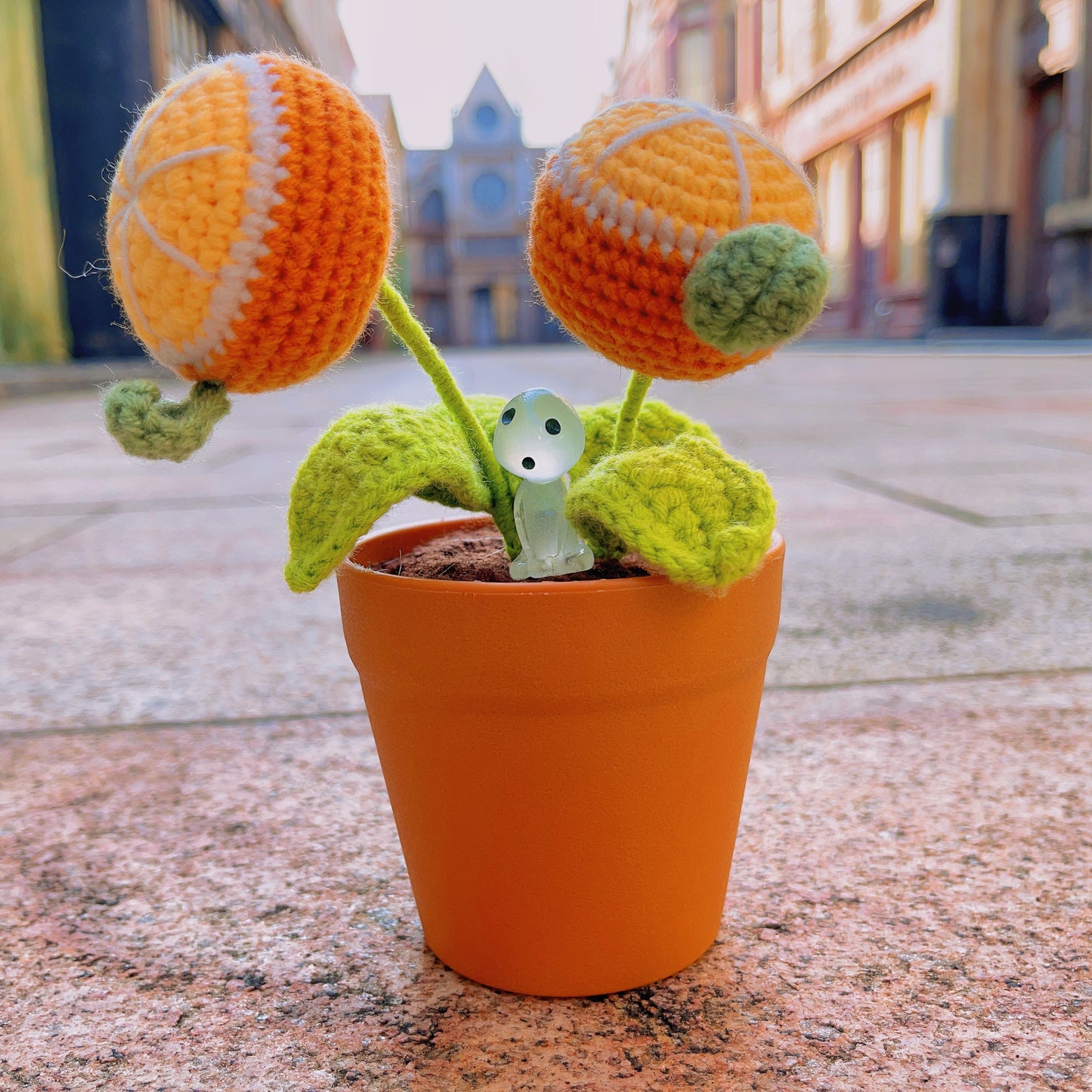 手工製作柑橘造型鉤針編織盆栽 - 可愛家居裝飾 - 逼真仿真植物 - 送植物愛好者的完美禮物 - 手工精製