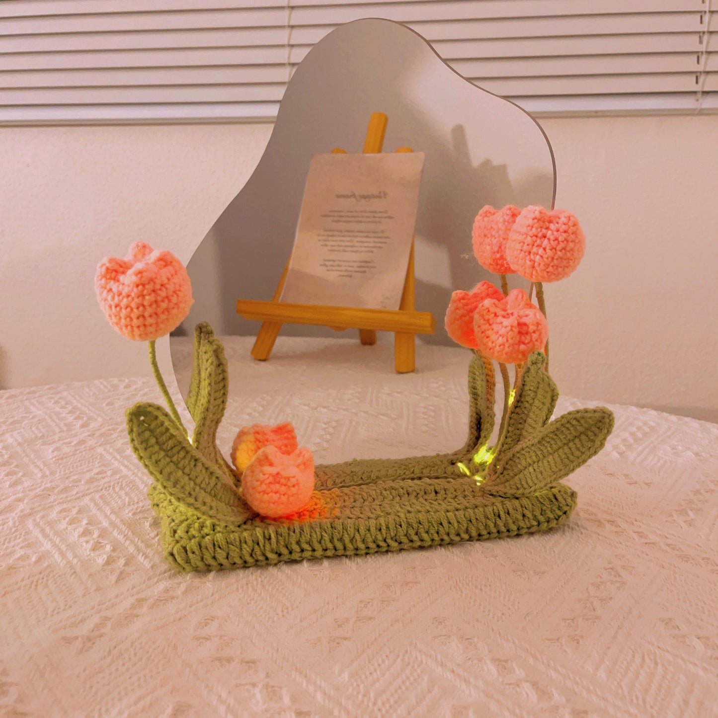 Blossom Reflections: Handcrafted Crochet Mirror Décor for Makeup, Gifts, Girls, Mother's Day Dressing Mirror Dormitory Gift for Her Valentines New Year College