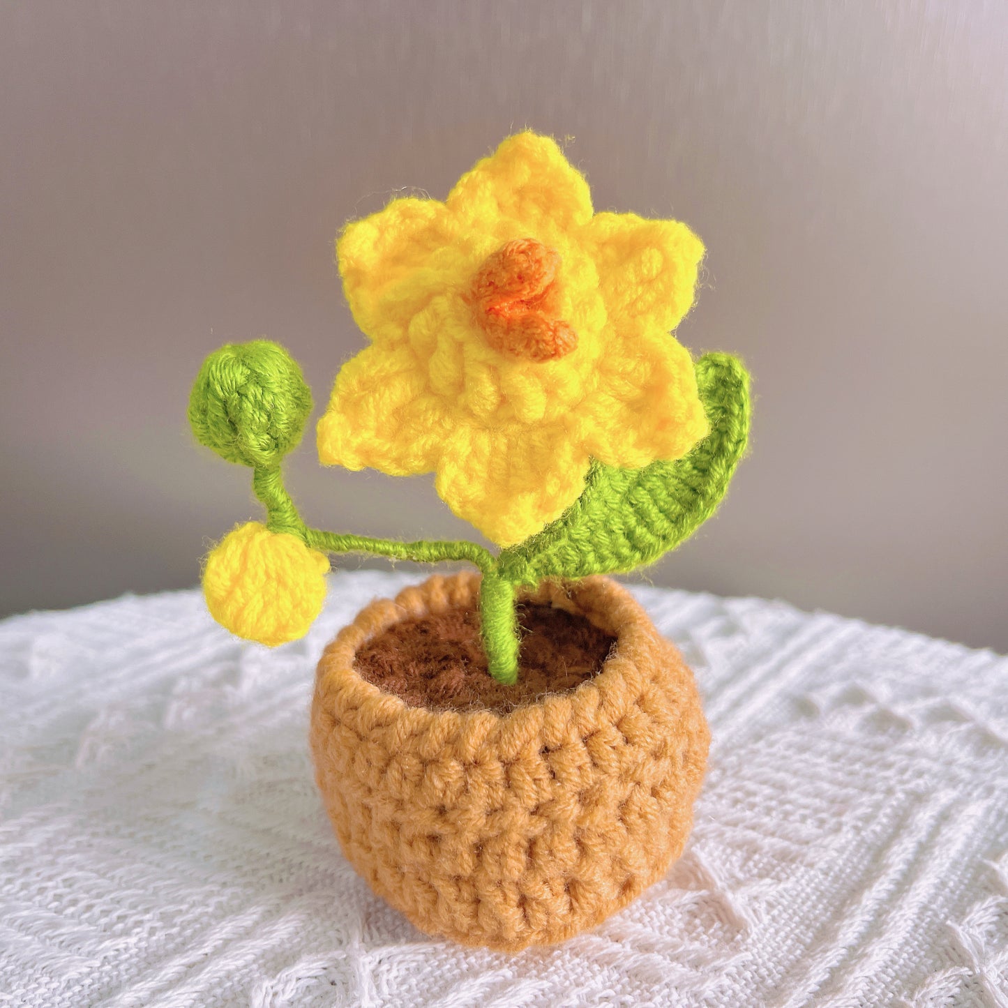 オーダーメイドメッセージ付き 手編み「小さな禅の庭」セット|癒し禅ストーンと花の鉢植え|癒やしの贈り物・新年の応援インテリア