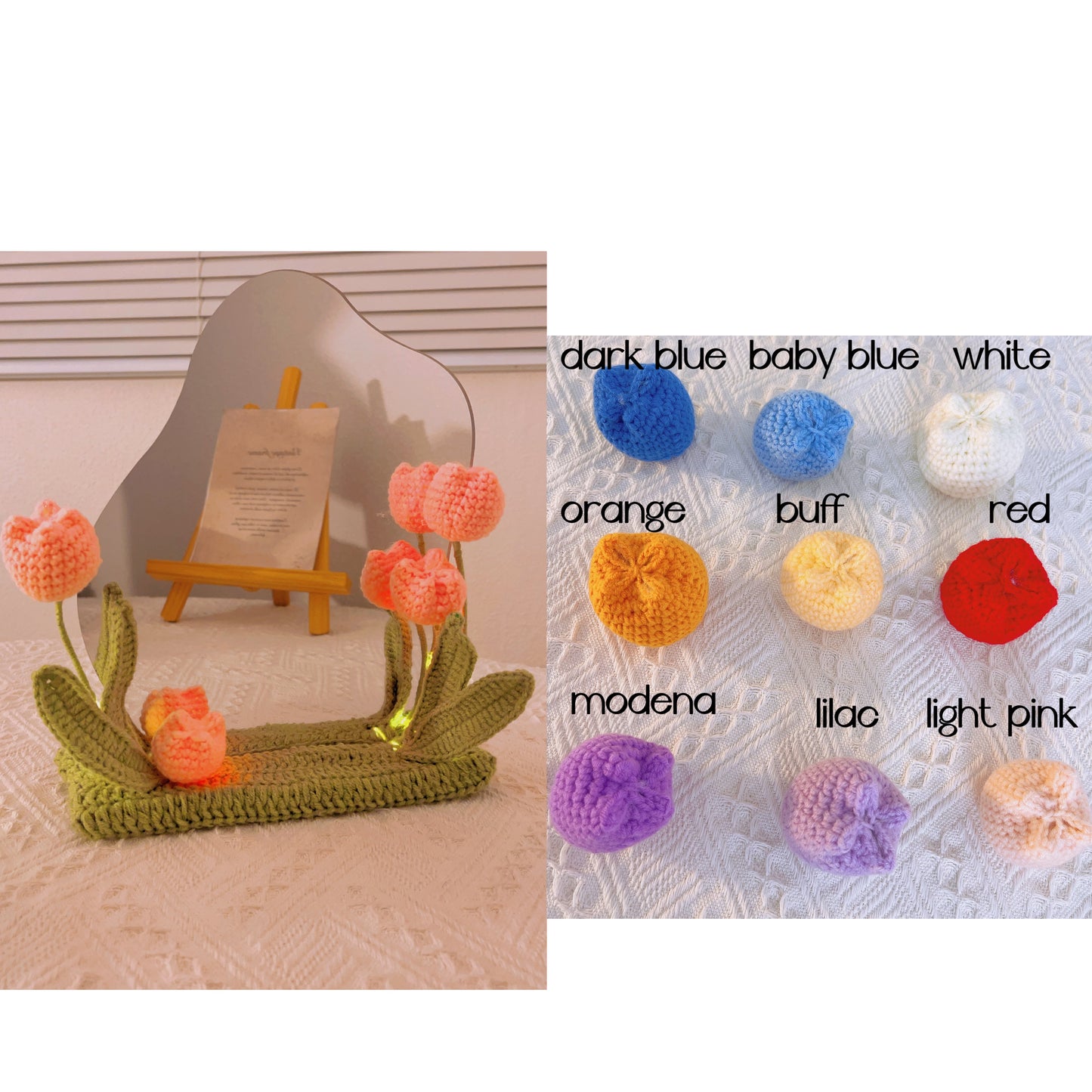 Custom Color Blossom Reflections: Handcrafted Crochet Mirror Décor for Makeup, Gifts, Girls, Mother's Day Dressing Mirror Dormitory Gift for Her Valentines New Year College