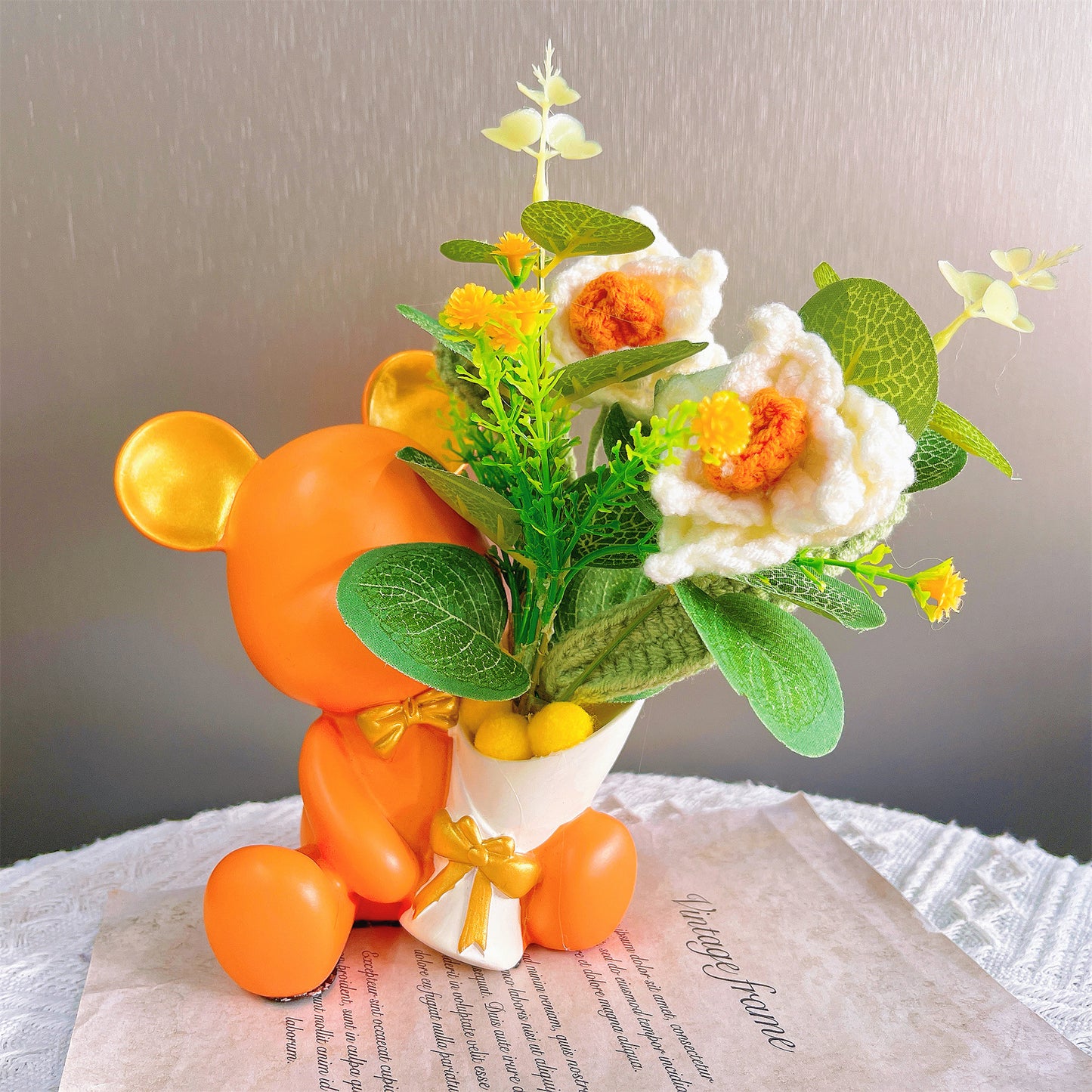 手作りかぎ針編み 手編み「物語のミニチュアガーデン」|選べる鉢植え飾り|誕生日・新築祝い・母の日・父の日ギフト 花粉症対策・アレルギー対応