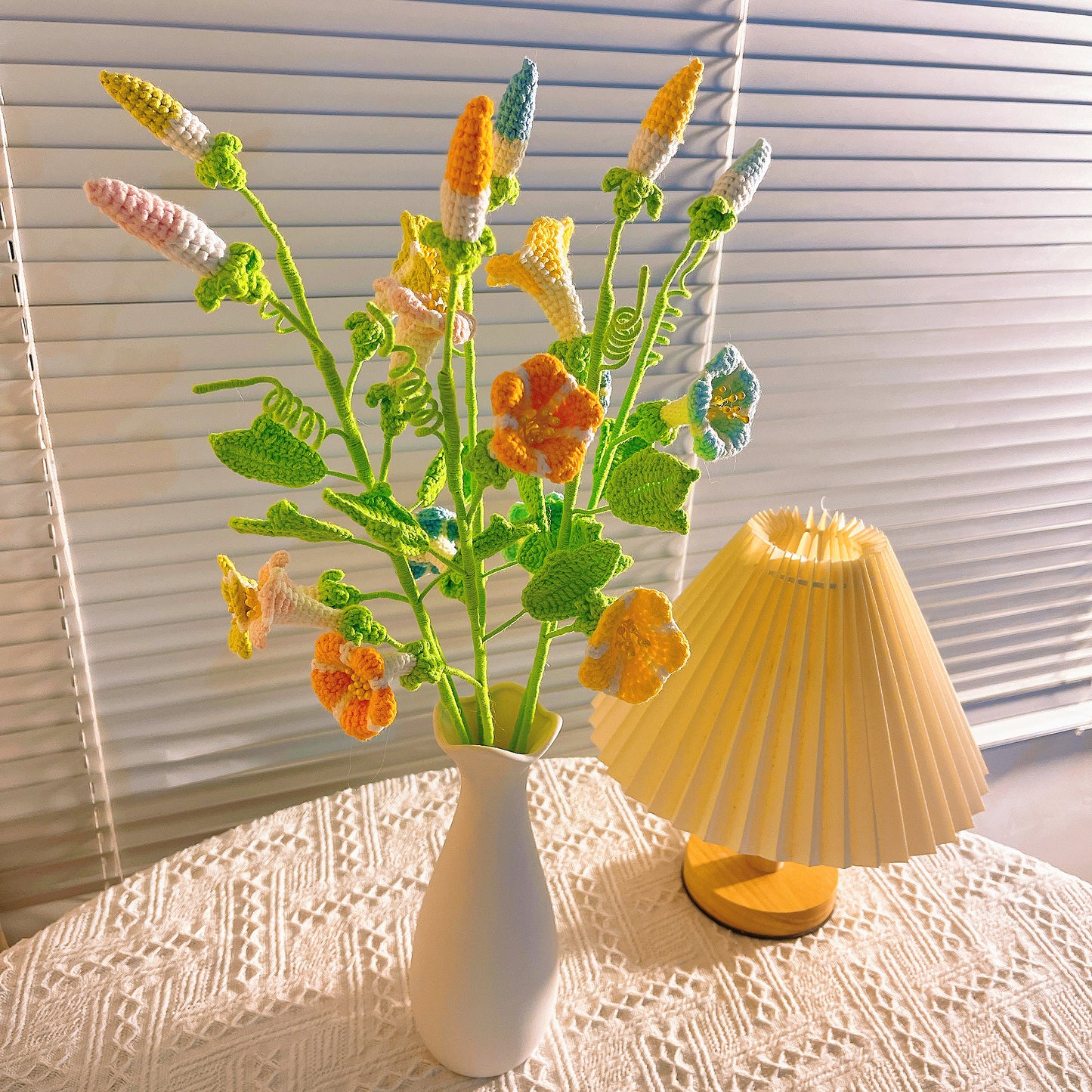 Morning Glory Dream: Handcrafted Crochet Morning Glory Stake for Whimsical Garden Decor