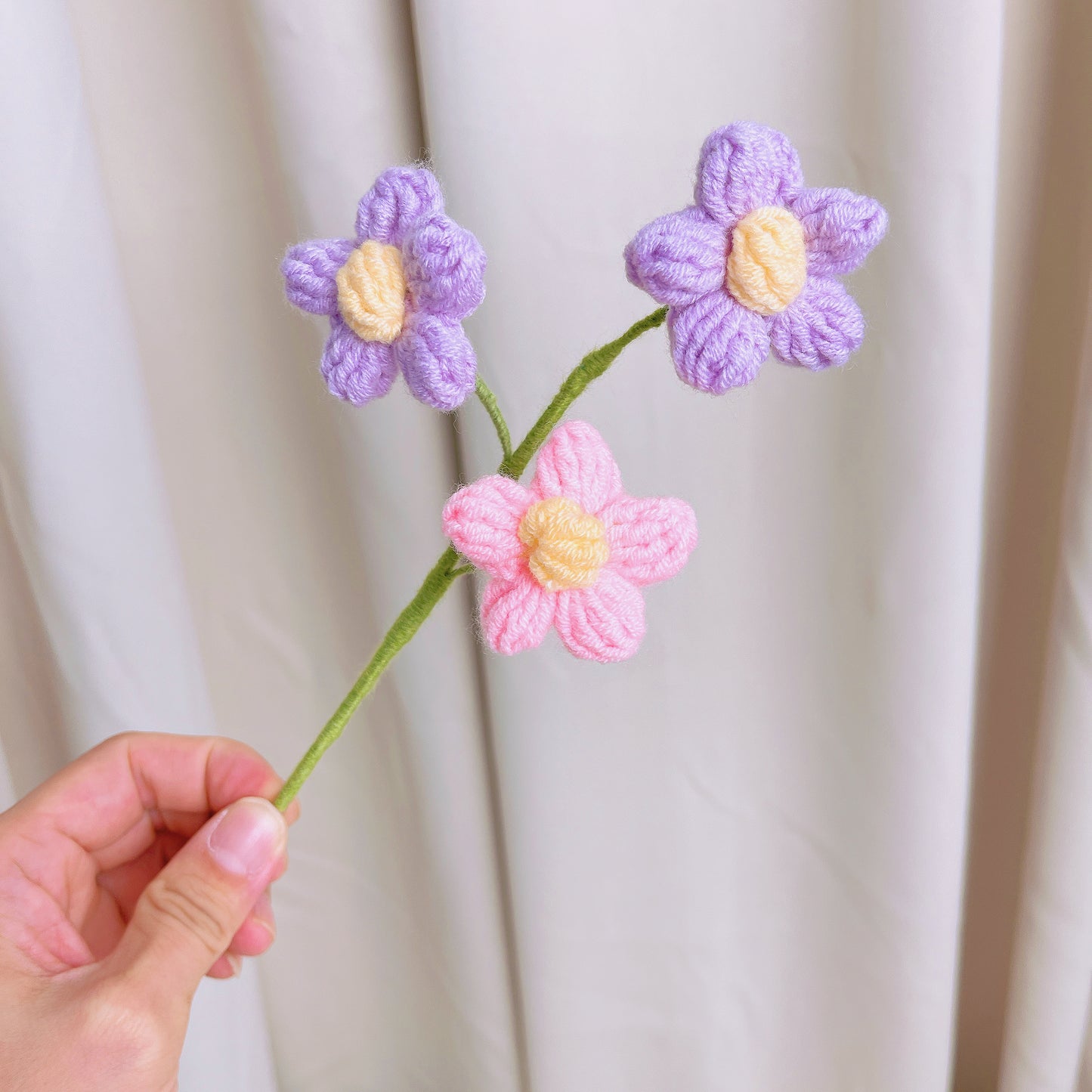 Crochet Sundrop Floral Chameleon Bouquet - Lavender Hues with Herbs, Flowers & Filler Greenery - Hypoallergenic Wedding, Event, Princess, Home Decor Gift - The Bloom Crafter