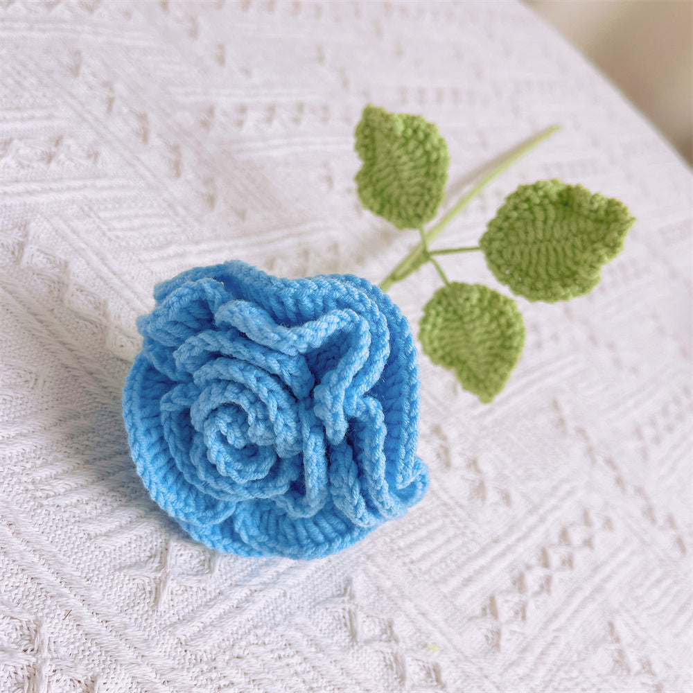 Handmade Crocheted Flat-Layered Raffia Rose Flower Bouquet - Lightweight, Hypoallergenic for Pollen Allergy, Perfect for Weddings, Valentine's Day, Mother's Day