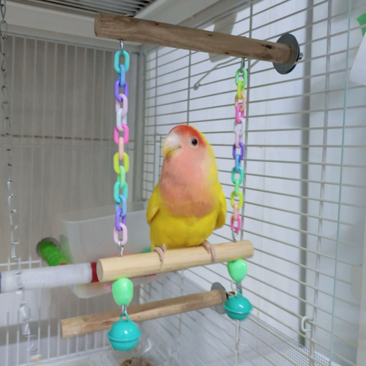 Handcrafted Parrot Lovebird Swing & Perch - Birdcage Decoration & Pet Bird Entertainment Suitable for Parakeet/Budgie, Cockatiel, Finch, Lovebird, Monk Parakeet, Dove, Parrotlet, Sparrow