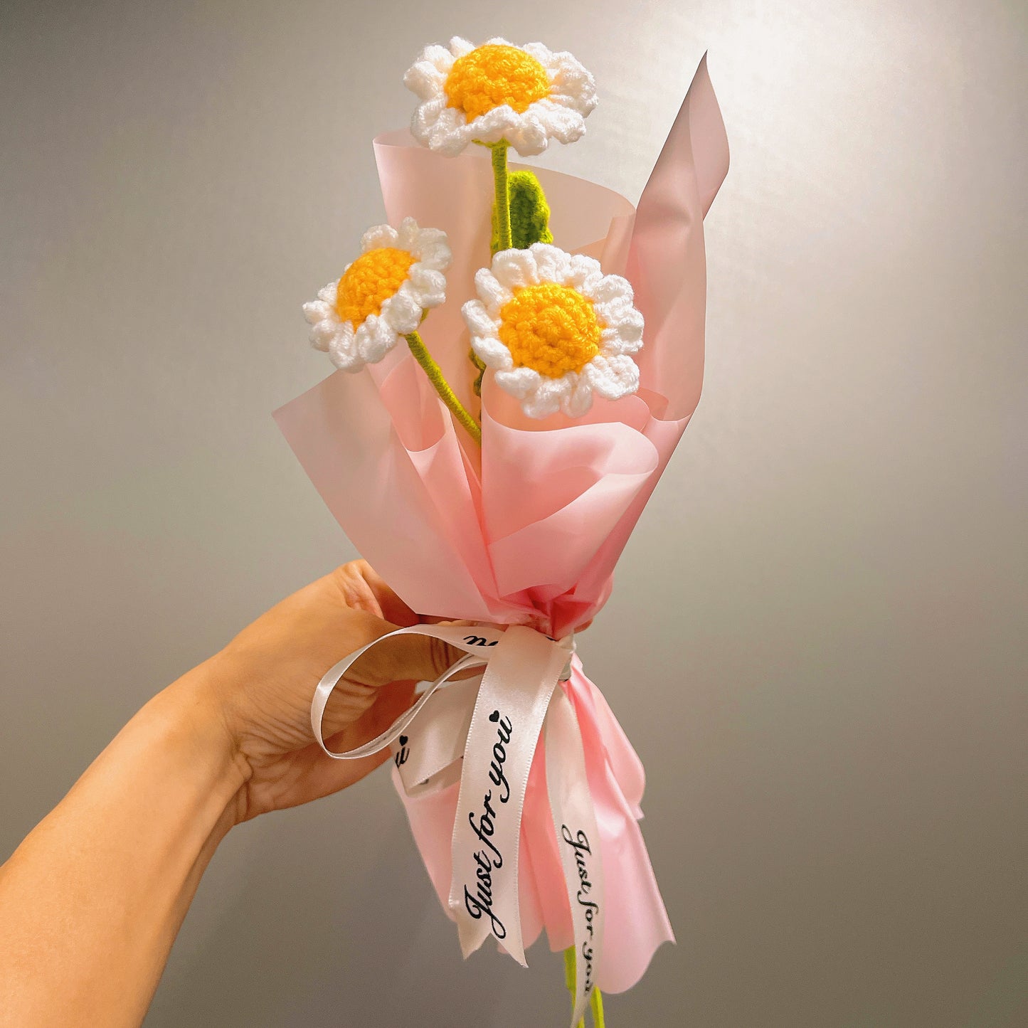April Birth Month Blooms: Handcrafted Bouquet of 3 Daisies - Birthday Flower Celebrating Special Occasions