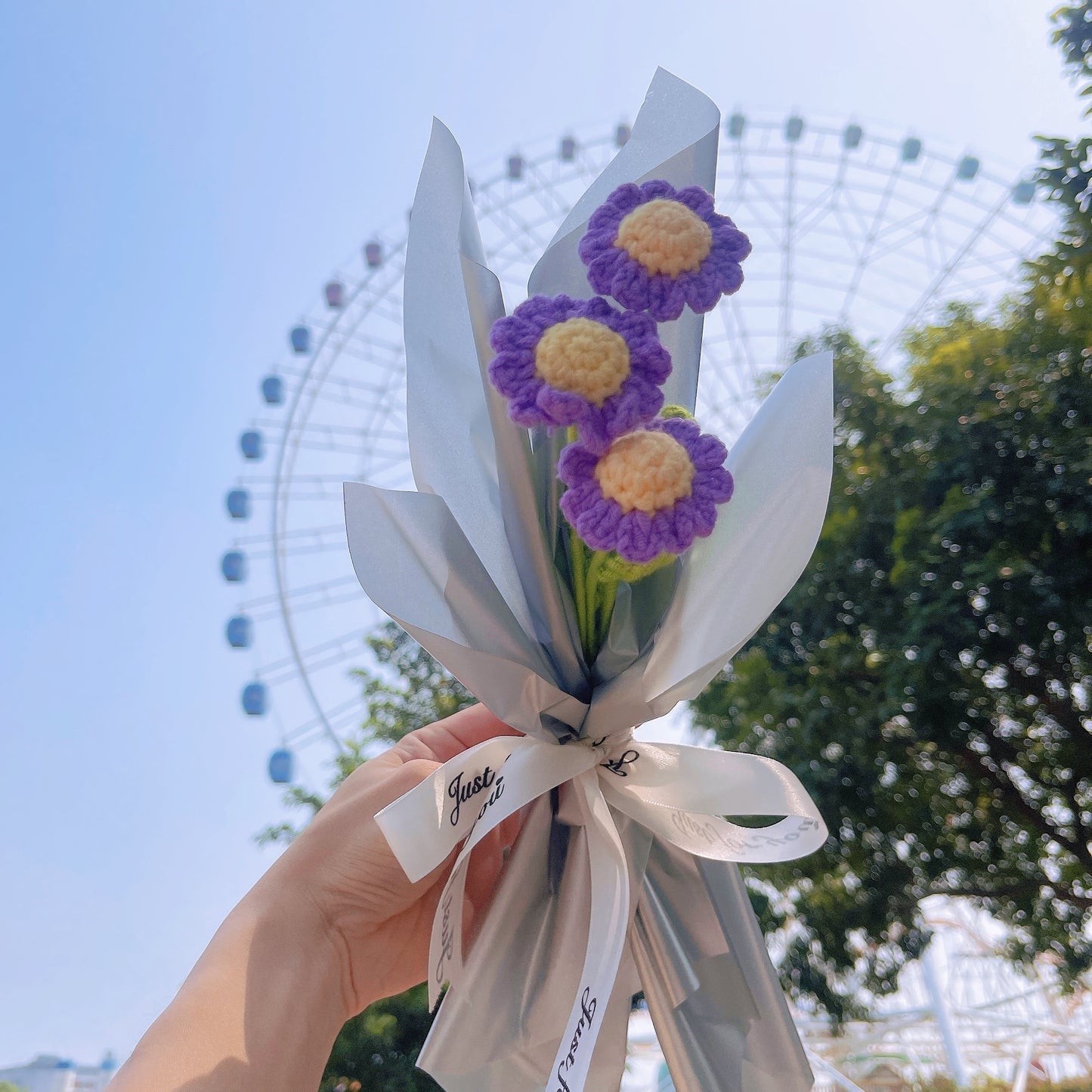 April Birth Month Blooms: Handcrafted Bouquet of 3 Daisies - Birthday Flower Celebrating Special Occasions