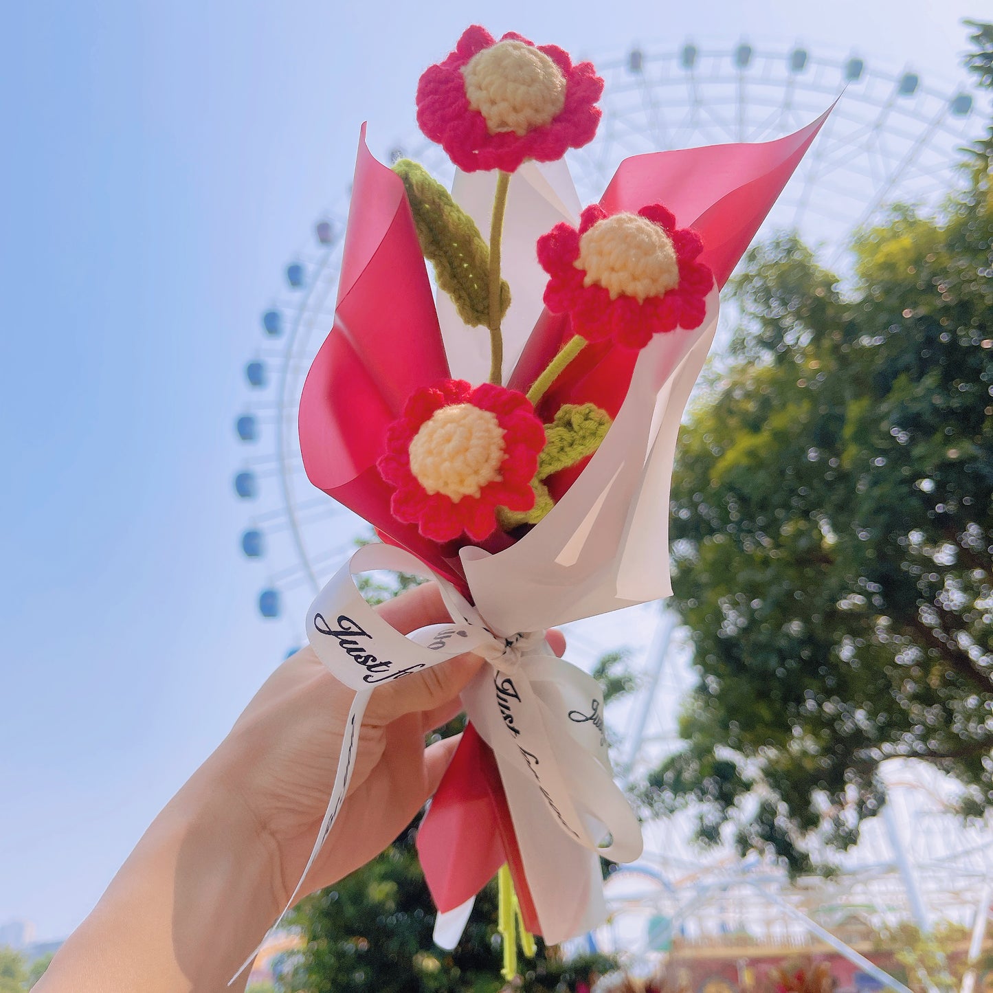 April Birth Month Blooms: Handcrafted Bouquet of 3 Daisies - Birthday Flower Celebrating Special Occasions