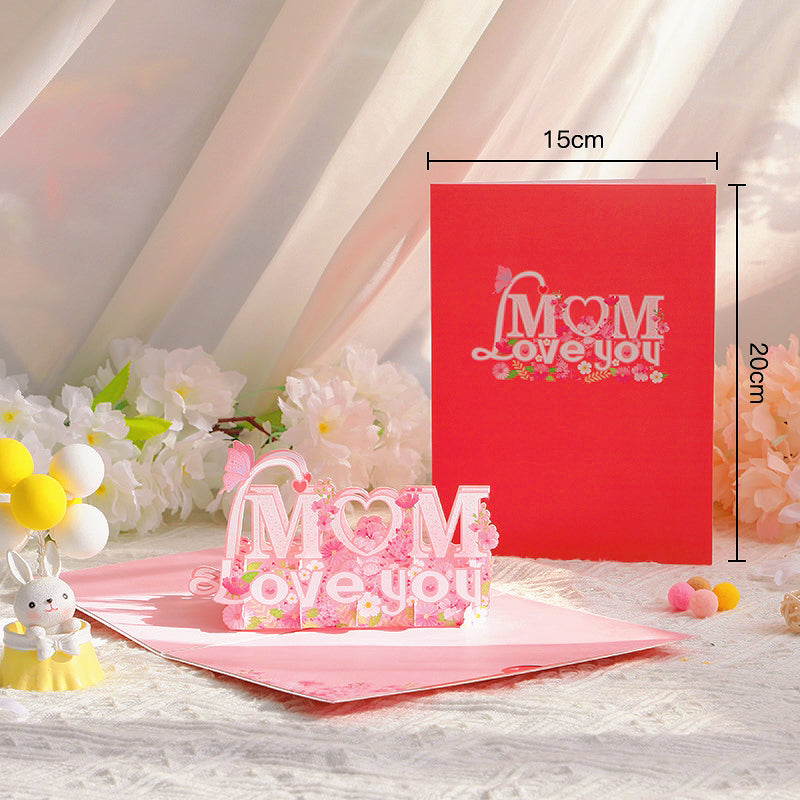 Mother's Day Greeting Card with Envelope & "I LOVE YOU MOM" 3D Folding Message - Heartfelt Gift for Mom Mother's Day
