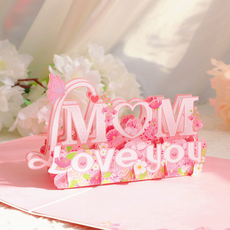 Mother's Day Greeting Card with Envelope & "I LOVE YOU MOM" 3D Folding Message - Heartfelt Gift for Mom Mother's Day